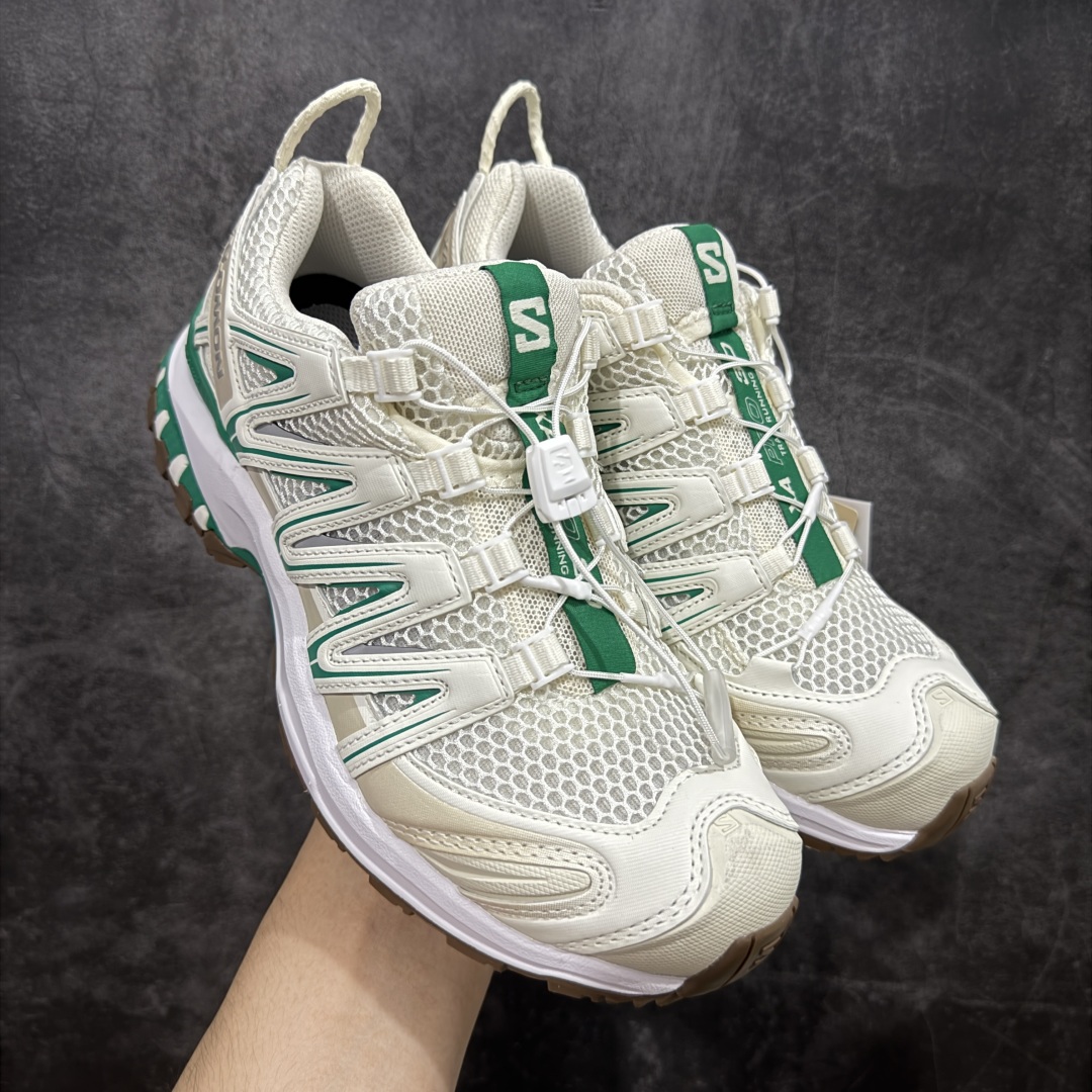 【PZ纯原】SALOMON XA Pro 3D ADV Seaonal萨洛蒙潮流越野机能户外功能鞋 白绿女鞋 478874 全新版本出货 好货不怕晚 品质 细节 材料都是肉眼可以见！ 售前售后也是其它工厂无法匹敌！ 纯原外贸平台特供订单 耗时半年巨作 全套原纸板楦头开发 原厂特供网布配套加持 确保原汁原味 完美呈现版型 原档数据独家私模五层组合大底 男女鞋同步官方开发至46.5 原装Ortholite轻量化鞋垫 中底布带钢印编号 原厂TPU锁扣 进口港宝加持 后跟自然饱满 还原公司包裹性 鞋面采用SENSIFT贴合技术 全方位贴合包裹脚型 鞋跟部鞋底牵引设计 提供强大的抓地性能 更适应野外崎岖不平的道路 其3D ADVANCED CHASSIS底盘 材料轻量大化 钉齿设计更具稳定性 防护性 鞋底易磨损区运用CONTAGRIP高耐磨材料 应对城市硬质路面长距离跑考验 尺码：36 36.5 37.5 38 38.5 39 40-选品中心