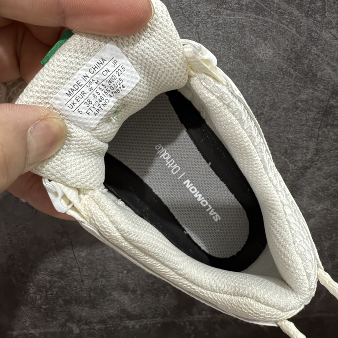 图片[7]-【PZ纯原】SALOMON XA Pro 3D ADV Seaonal萨洛蒙潮流越野机能户外功能鞋 白绿女鞋 478874 全新版本出货 好货不怕晚 品质 细节 材料都是肉眼可以见！ 售前售后也是其它工厂无法匹敌！ 纯原外贸平台特供订单 耗时半年巨作 全套原纸板楦头开发 原厂特供网布配套加持 确保原汁原味 完美呈现版型 原档数据独家私模五层组合大底 男女鞋同步官方开发至46.5 原装Ortholite轻量化鞋垫 中底布带钢印编号 原厂TPU锁扣 进口港宝加持 后跟自然饱满 还原公司包裹性 鞋面采用SENSIFT贴合技术 全方位贴合包裹脚型 鞋跟部鞋底牵引设计 提供强大的抓地性能 更适应野外崎岖不平的道路 其3D ADVANCED CHASSIS底盘 材料轻量大化 钉齿设计更具稳定性 防护性 鞋底易磨损区运用CONTAGRIP高耐磨材料 应对城市硬质路面长距离跑考验 尺码：36 36.5 37.5 38 38.5 39 40-选品中心