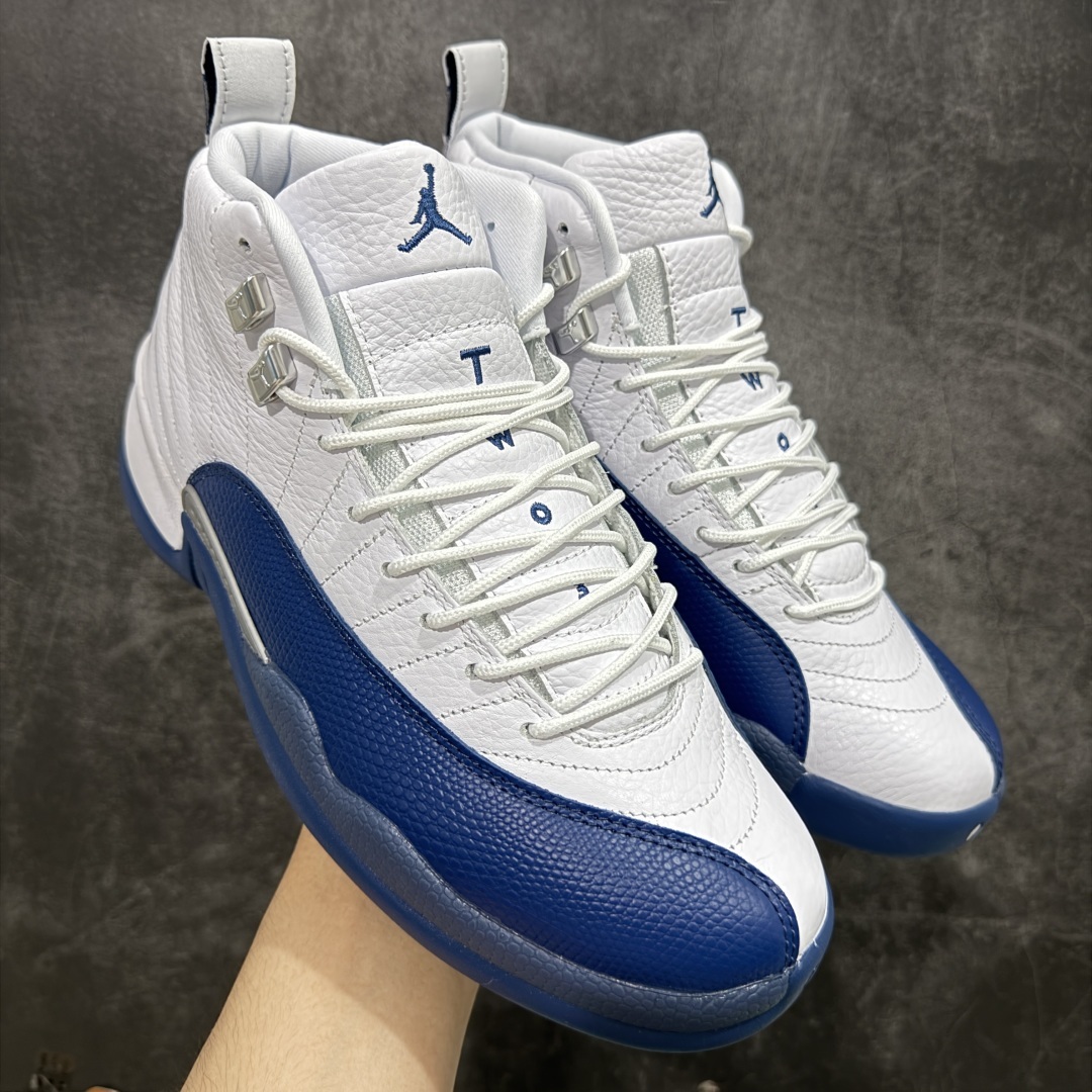 【纯原版】Air Jordan AJ12 Retro 潮流 中帮 复古篮球鞋 白蓝 法国蓝 CT80