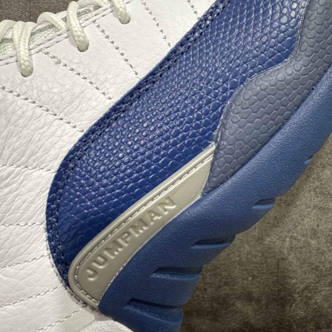 【纯原版】Air Jordan AJ12 Retro 潮流 中帮 复古篮球鞋 白蓝 法国蓝 CT80