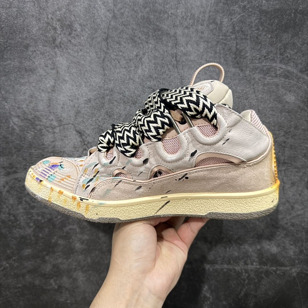 图片[2]-【X1莞产顶级】原版一比一开发 高订制版全网独家 市售顶级版本 外贸鬼佬指令订单最大到47 Lanvin Curb Sneakers 浪凡面包鞋 泼墨色东莞纯原 高端定制版 LANVIN浪凡三代 最新走秀款Curb系列 休闲运动面包鞋 官网一出热度火爆整个全球 各大网红也疯狂上脚 原版一比一开模重工艺制作 全鞋身采用东莞代工厂进口牛皮/环保牛反绒 进口电脑针车 数控针距精准无差 鞋头面冲孔整齐利落 金钢网织物 随机3D电喷泼墨 原磨具私模双色TPU大底 内里柔软透气太空棉面料 原版一致定制鞋带 全套原版一致包装。 尺码：35 36 37 38 39 40 41 42 43 44 45 46 47-选品中心