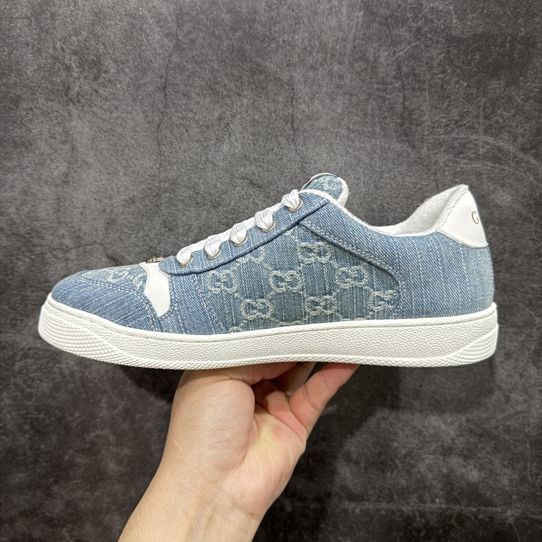 图片[2]-【广东纯原版】Gucci做旧小脏鞋 蓝白牛仔 ZP开发 原版开模 金属双G水晶圆柱形标 Gucci原版纹织带 真正水洗布标 鞋面擦色牛皮拼接经典双G布面料，皮面切口全油边封口工艺，原版毛巾布里细腻柔软更舒适透气，垫脚乳胶注塑一体，私模钢印，双色原版TPU大底(下层宽，上层窄) 配进口原版四边封干燥剂、原版18股鞋带，绿色盒子，与专柜配套包装一致 尺码：39-45-选品中心