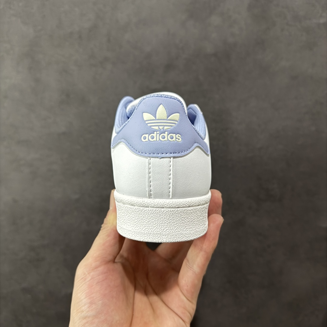 图片[4]-【公司级】阿迪达斯/三叶草Adidas Originals Superstar\”Mint Green\”经典贝壳头系列低帮百搭休闲运动板鞋D“皮革浅白蓝绑绳”JR1332 采用粒面牛剖革鞋面材质 新版改良全包围鞋垫 正确新版鞋底模具及扇贝头盖片 尺码：35 36⅔ 37⅓ 38 38⅔ 39⅓ 40-选品中心