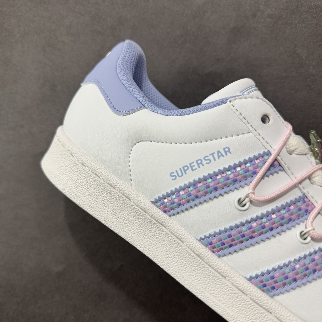 图片[6]-【公司级】阿迪达斯/三叶草Adidas Originals Superstar\”Mint Green\”经典贝壳头系列低帮百搭休闲运动板鞋D“皮革浅白蓝绑绳”JR1332 采用粒面牛剖革鞋面材质 新版改良全包围鞋垫 正确新版鞋底模具及扇贝头盖片 尺码：35 36⅔ 37⅓ 38 38⅔ 39⅓ 40-选品中心