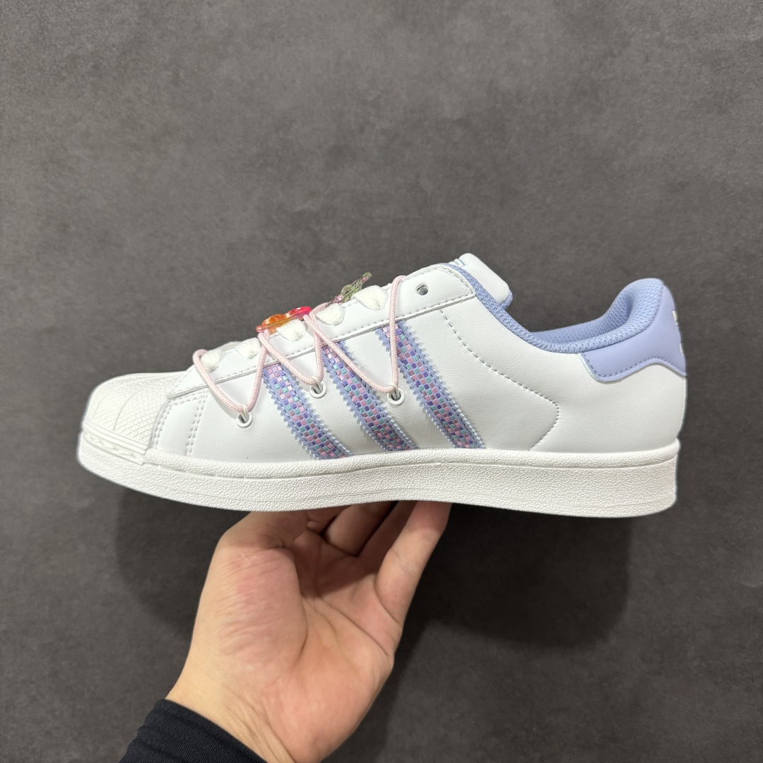 图片[2]-【公司级】阿迪达斯/三叶草Adidas Originals Superstar\”Mint Green\”经典贝壳头系列低帮百搭休闲运动板鞋D“皮革浅白蓝绑绳”JR1332 采用粒面牛剖革鞋面材质 新版改良全包围鞋垫 正确新版鞋底模具及扇贝头盖片 尺码：35 36⅔ 37⅓ 38 38⅔ 39⅓ 40-选品中心