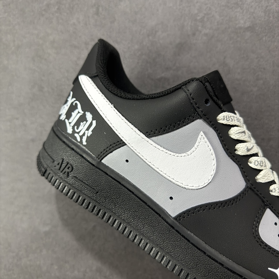 图片[6]-【定制版】Nike Air Force 1\’07 Low 黑银克特 空军一号低帮休闲板鞋 ZH0316-085  #定制皮料 原厂3D打印 定制鞋盒 原楦原纸板 纯正空军版型 内置全掌气垫  尺码：36 36.5 37.5 38 38.5 39 40 40.5 41 42 42.5 43 44 44.5 45-选品中心