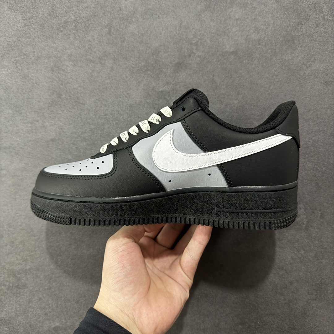 图片[2]-【定制版】Nike Air Force 1\’07 Low 黑银克特 空军一号低帮休闲板鞋 ZH0316-085  #定制皮料 原厂3D打印 定制鞋盒 原楦原纸板 纯正空军版型 内置全掌气垫  尺码：36 36.5 37.5 38 38.5 39 40 40.5 41 42 42.5 43 44 44.5 45-选品中心