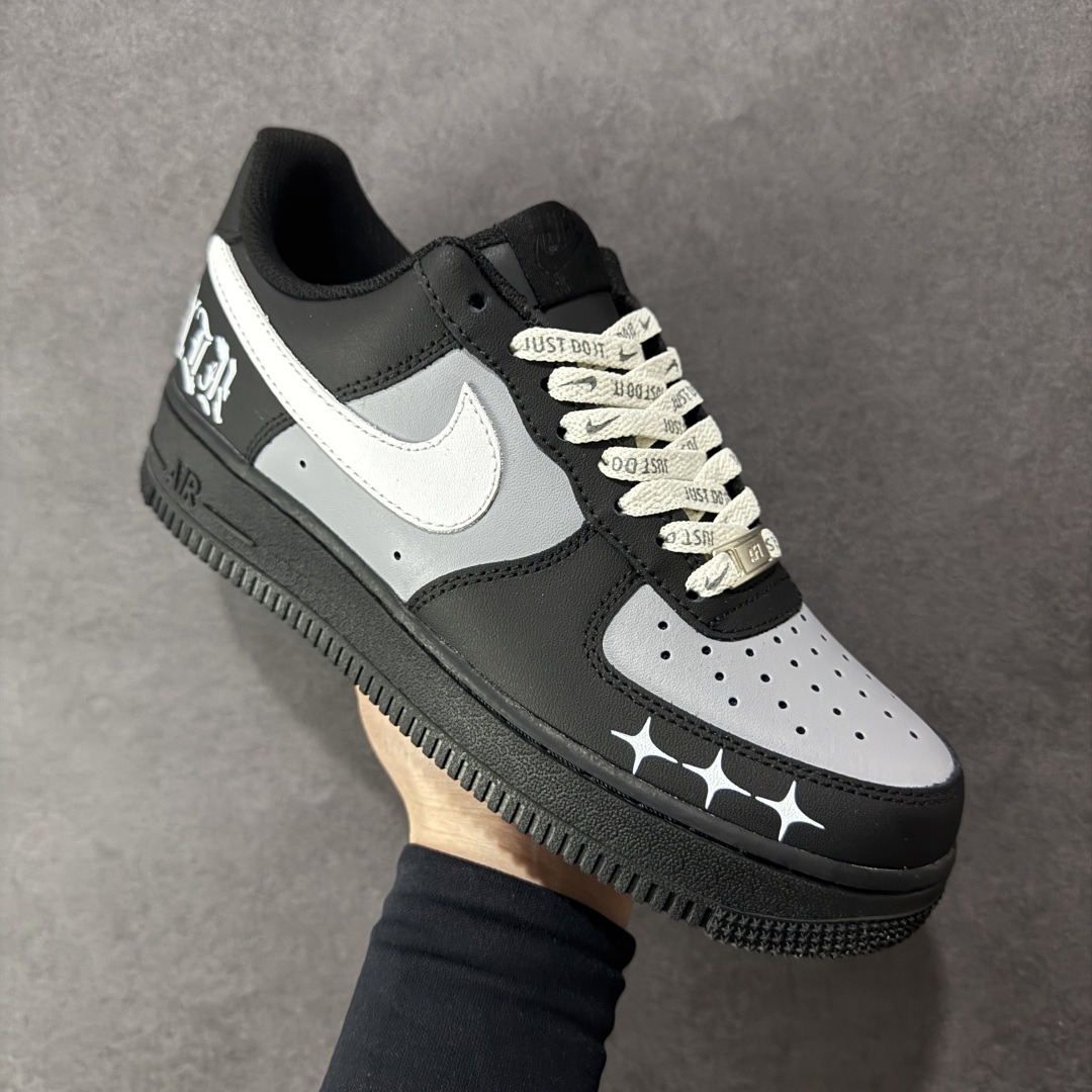 图片[3]-【定制版】Nike Air Force 1\’07 Low 黑银克特 空军一号低帮休闲板鞋 ZH0316-085  #定制皮料 原厂3D打印 定制鞋盒 原楦原纸板 纯正空军版型 内置全掌气垫  尺码：36 36.5 37.5 38 38.5 39 40 40.5 41 42 42.5 43 44 44.5 45-选品中心