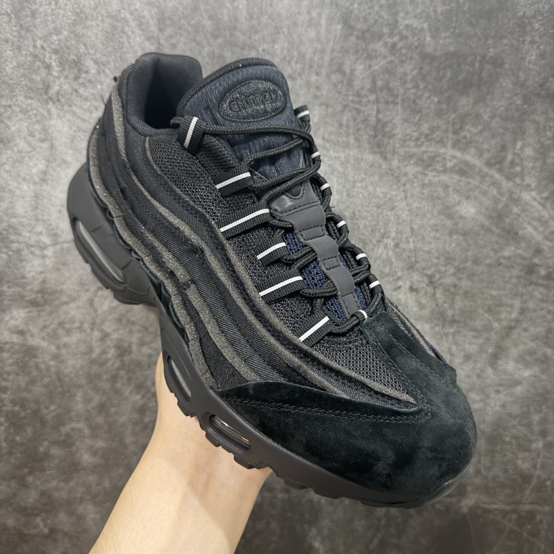  
【纯原】CDG x  NK Air Max 95 联名复古减震防滑低帮气垫跑步鞋 黑白灰 CU840