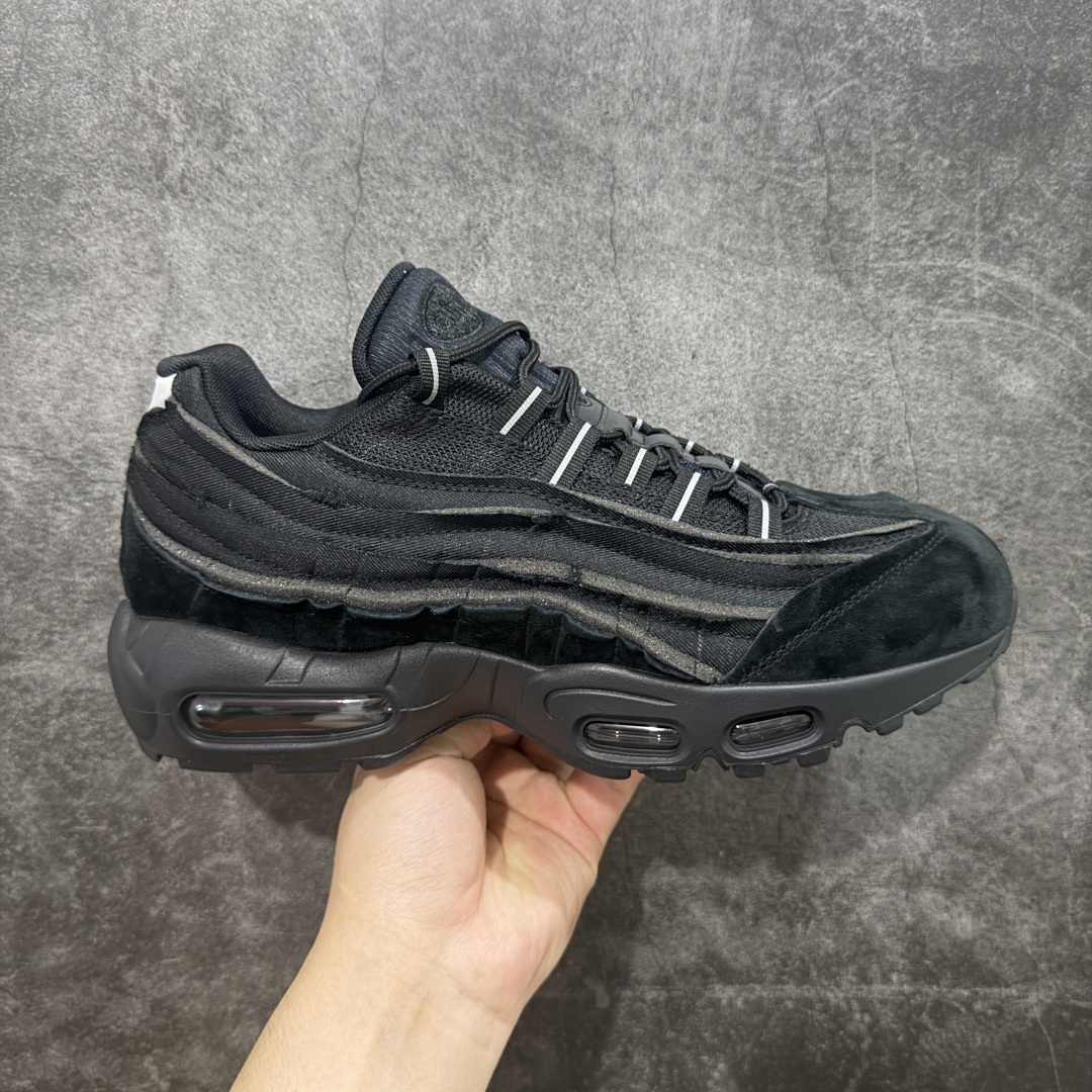  
【纯原】CDG x  NK Air Max 95 联名复古减震防滑低帮气垫跑步鞋 黑白灰 CU840