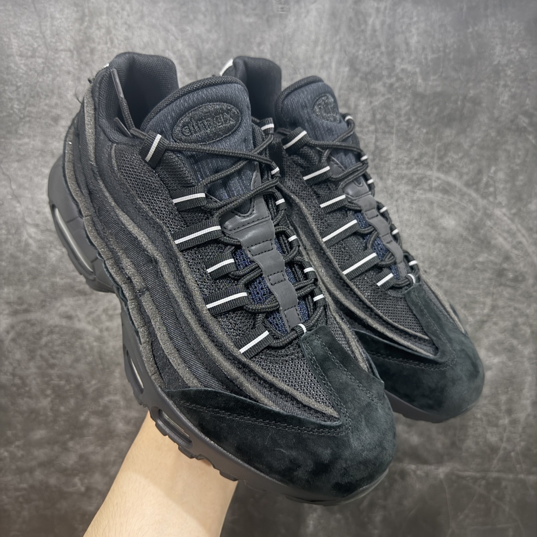 
【纯原】CDG x  NK Air Max 95 联名复古减震防滑低帮气垫跑步鞋 黑白灰 CU840