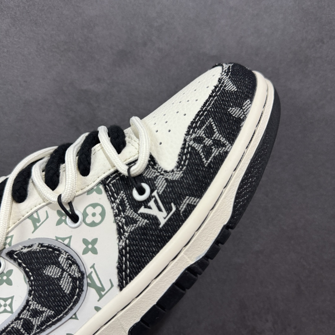图片[5]-【定制版】Nike SB Dunk Low LV联名 绑带织布黑白勾 周年高端定制 低帮休闲板鞋 YX5066-338  #定制鞋盒 大厂纯原品质出货 超高清洁度 皮料切割干净无任何毛边 细节完美   尺码：36 36.5 37.5 38 36.5 39 40 40.5 41 42 42.5 43 44 44.5 45-选品中心