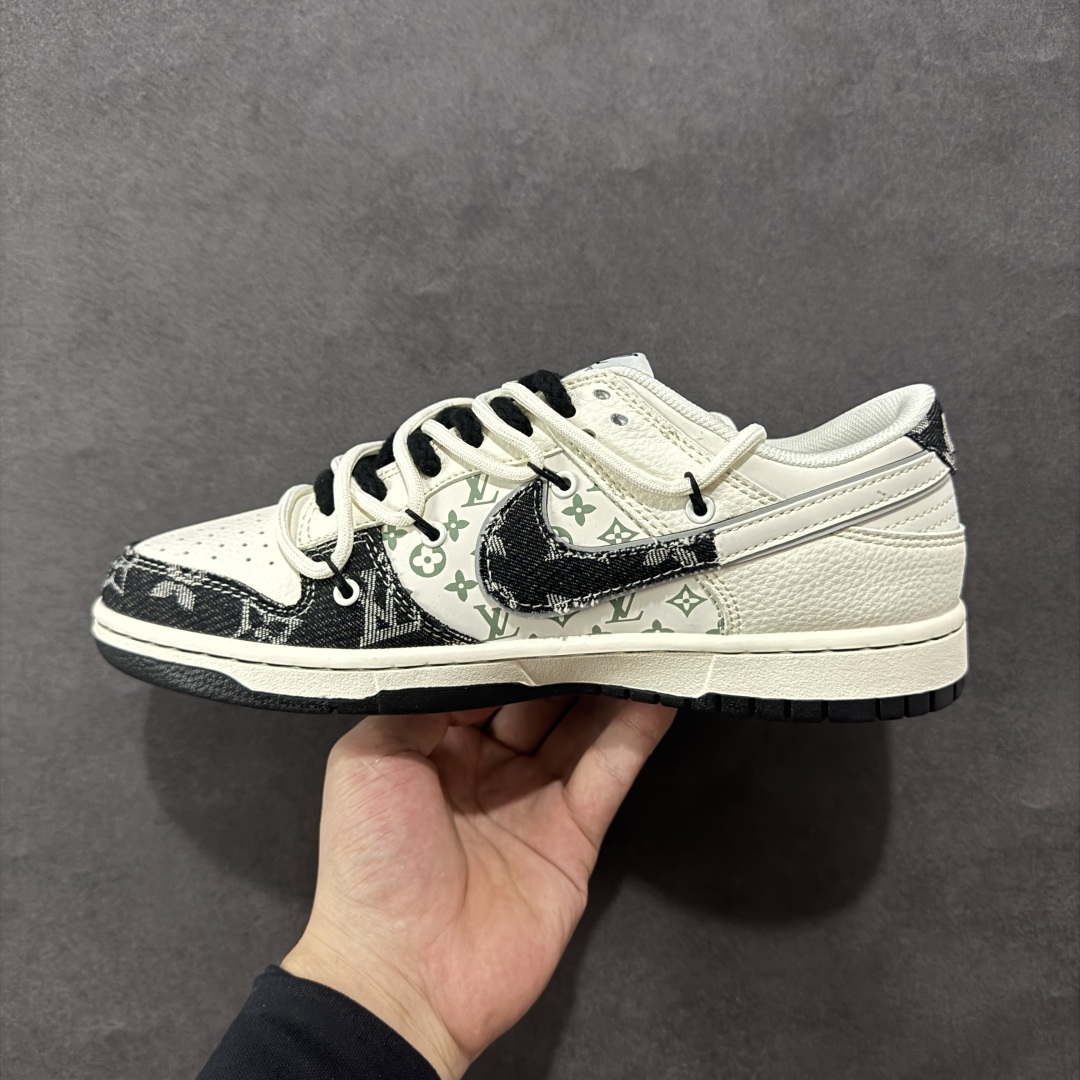 图片[2]-【定制版】Nike SB Dunk Low LV联名 绑带织布黑白勾 周年高端定制 低帮休闲板鞋 YX5066-338  #定制鞋盒 大厂纯原品质出货 超高清洁度 皮料切割干净无任何毛边 细节完美   尺码：36 36.5 37.5 38 36.5 39 40 40.5 41 42 42.5 43 44 44.5 45-选品中心