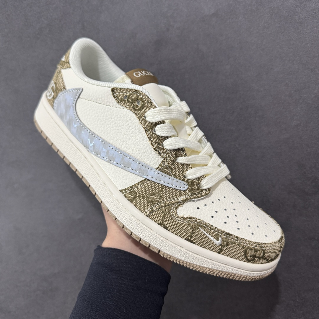 定制版Travis Scott x Fragment Design x Air Jordan 1 Low OG SP AJ1 乔1古驰联名 卡其牛仔布 低帮文化休闲板鞋 XS7089-603 定制版Travis Scott x Fragment Design x Air Jordan 1 Low OG SP AJ1 乔1古驰联名 卡其牛仔布 低帮文化休闲板鞋 XS7089-603