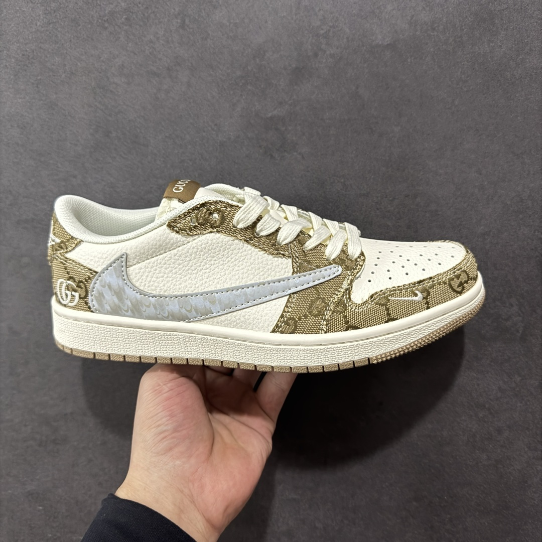 定制版Travis Scott x Fragment Design x Air Jordan 1 Low OG SP AJ1 乔1古驰联名 卡其牛仔布 低帮文化休闲板鞋 XS7089-603 定制版Travis Scott x Fragment Design x Air Jordan 1 Low OG SP AJ1 乔1古驰联名 卡其牛仔布 低帮文化休闲板鞋 XS7089-603
