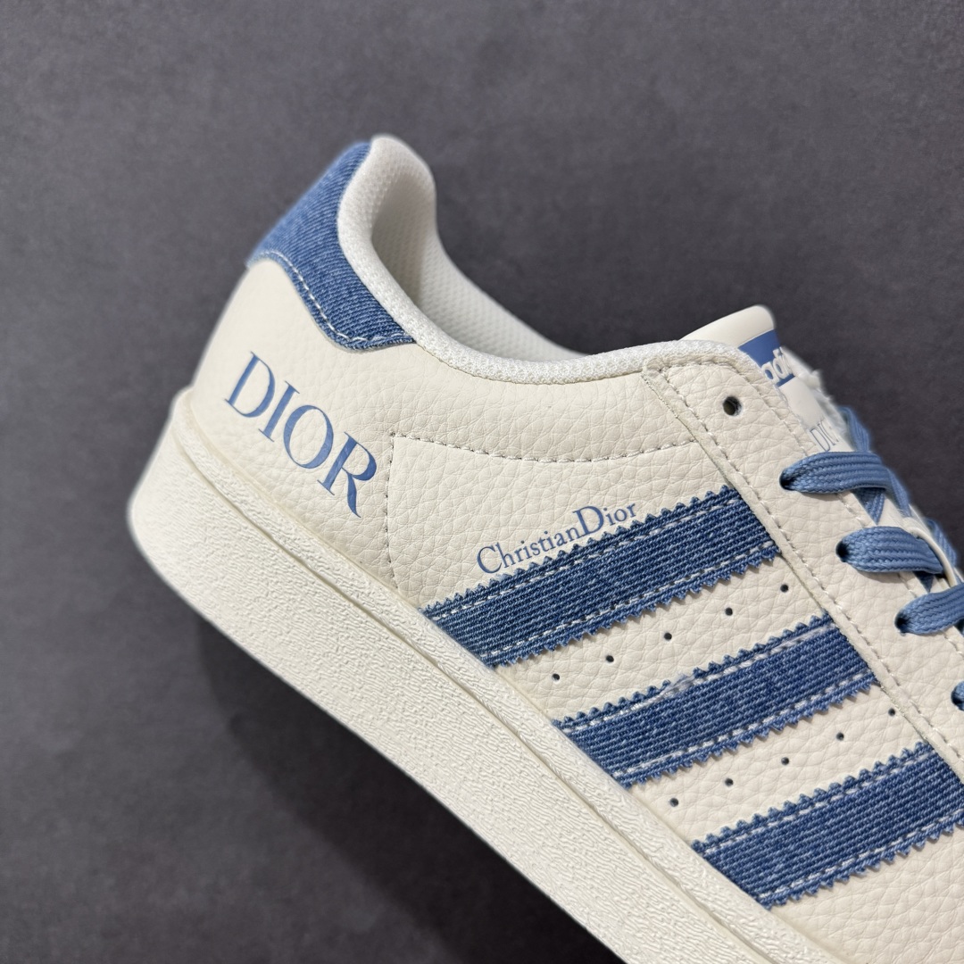图片[6]-【定制版】AD Originals Superstar x DIOR 白蓝 采用全新头层拼接皮革材质 后跟采用特色3D立体印字 渠道正品订单 诠释市场最高工艺水平 全鞋进口头层皮料打造 区别市面普通真标版本，进出专柜无压力 货号：AD8010 尺码：36-45-选品中心