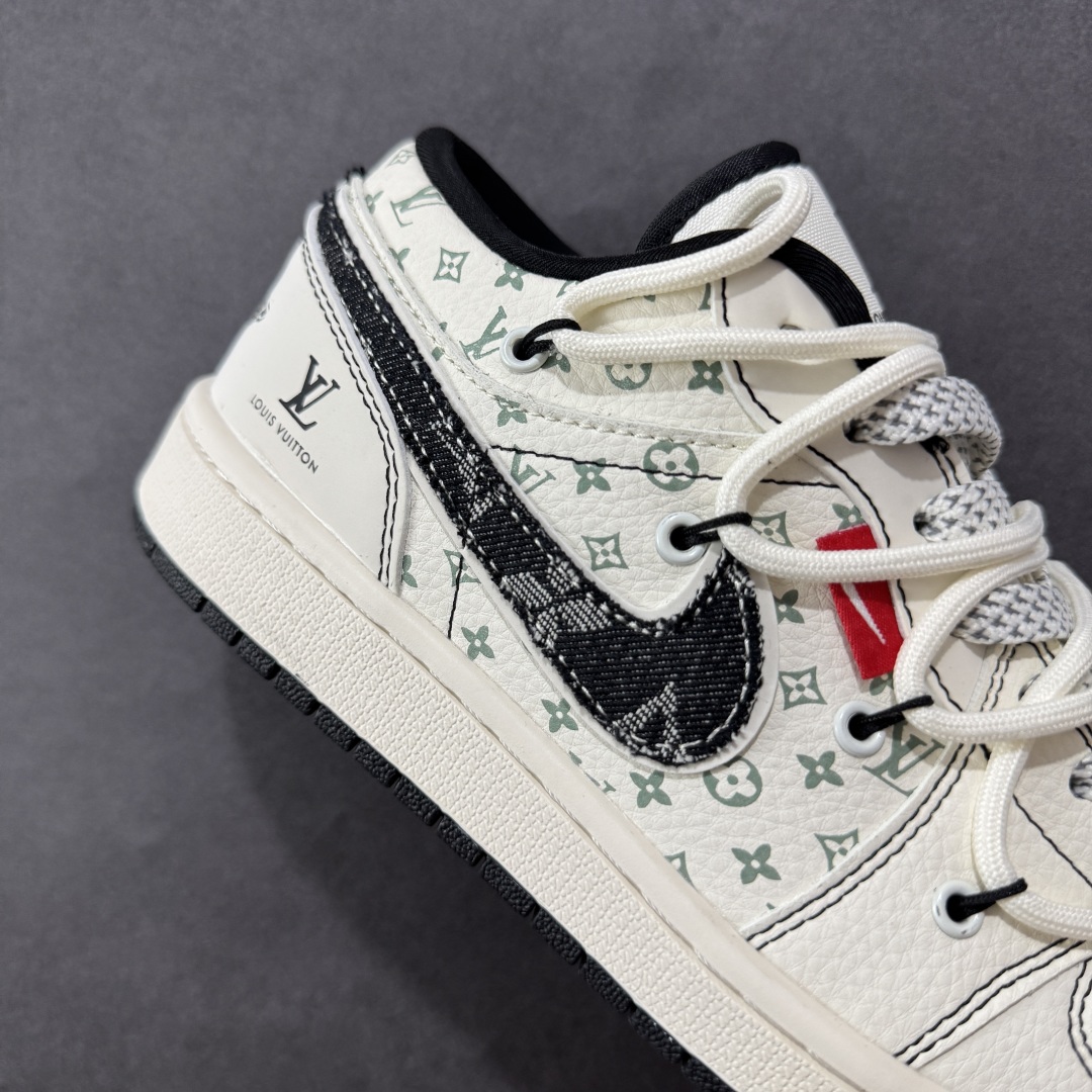 图片[6]-【定制版】Air Jordan 1 Low AJ1 乔1 LV联名 黑布勾抽绳 高端定制 低帮复古篮球鞋 YX5066-356  #定制鞋盒 大厂纯原品质出货 超高清洁度 皮料切割干净无任何毛边 细节完美   尺码：36 36.5 37.5 38 38.5 39 40 40.5 41 42 42.5 43 44 44.5 45-选品中心