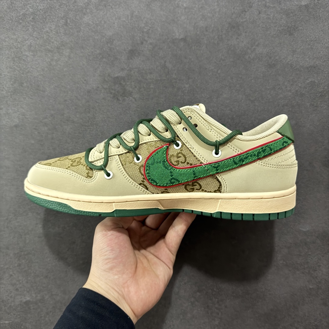  
【定制版】Nike SB Dunk Low Gucci联名 绑带绿勾勾 周年高端定制 低帮休闲板鞋 