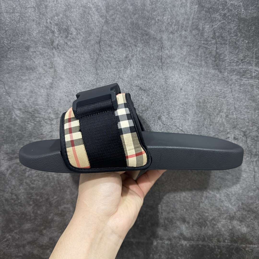 【莞顶纯原】Burberry博柏利 Vintage BBR 格纹搭扣束带一字拖鞋 男款 米色
今年