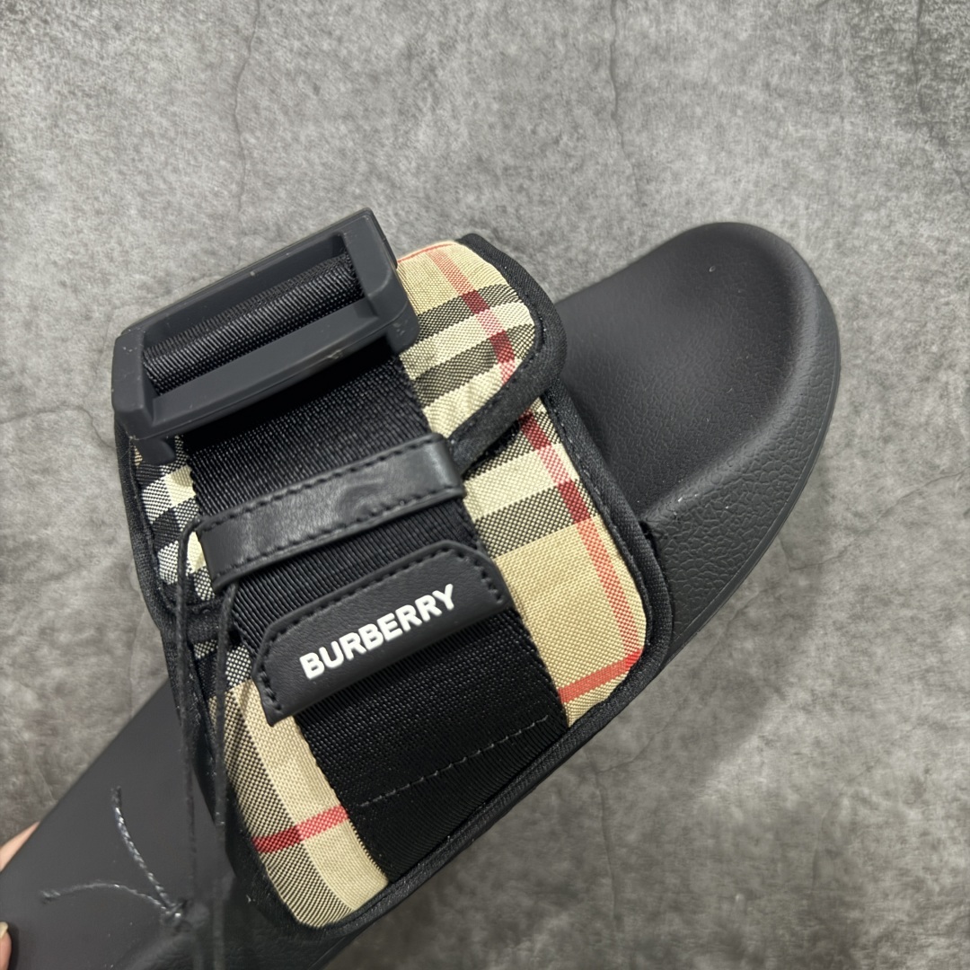 【莞顶纯原】Burberry博柏利 Vintage BBR 格纹搭扣束带一字拖鞋 男款 米色
今年