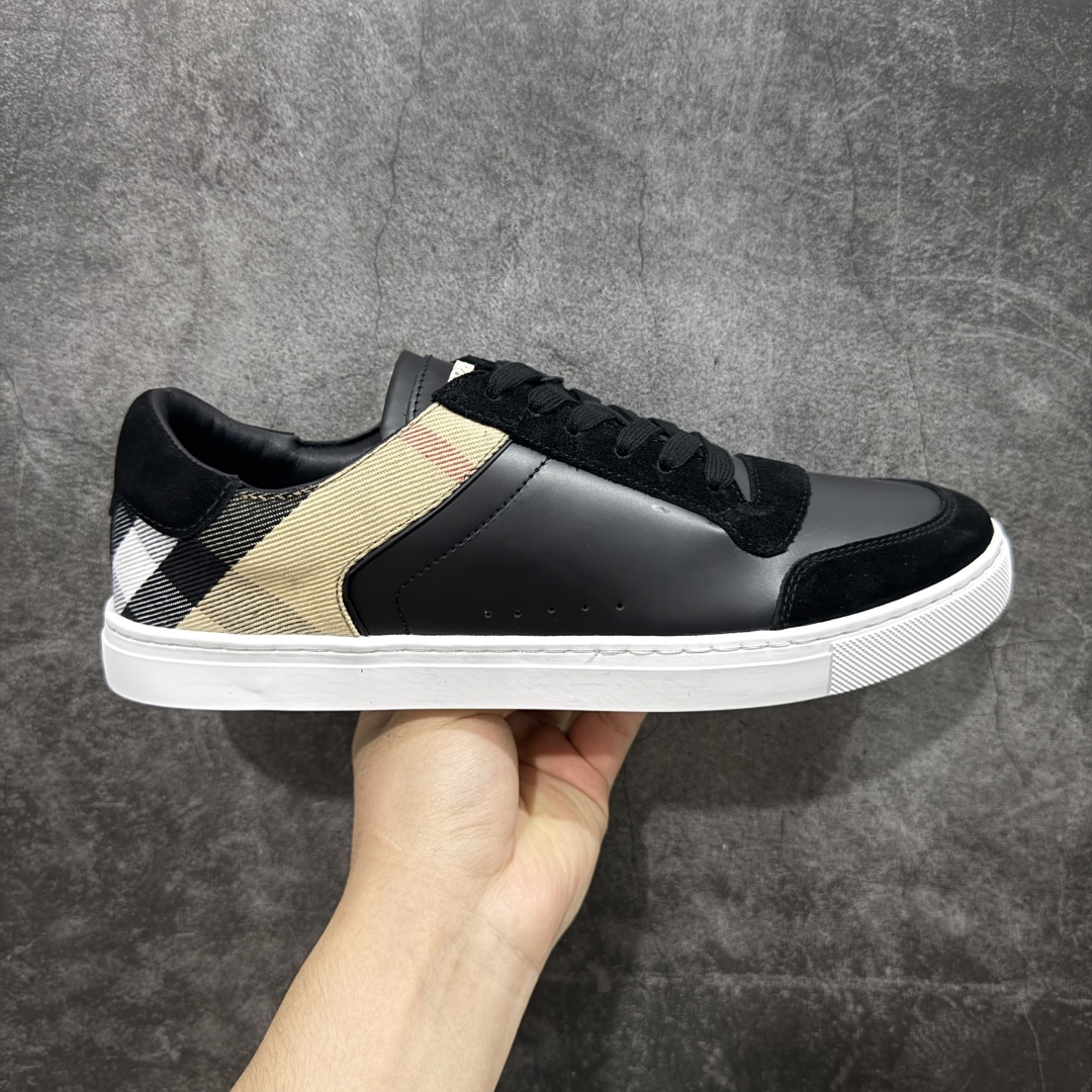  
【莞顶纯原】Burberry博柏利 House BBR格纹麂皮拼皮革 低帮 时尚板鞋 男款 白棕
经