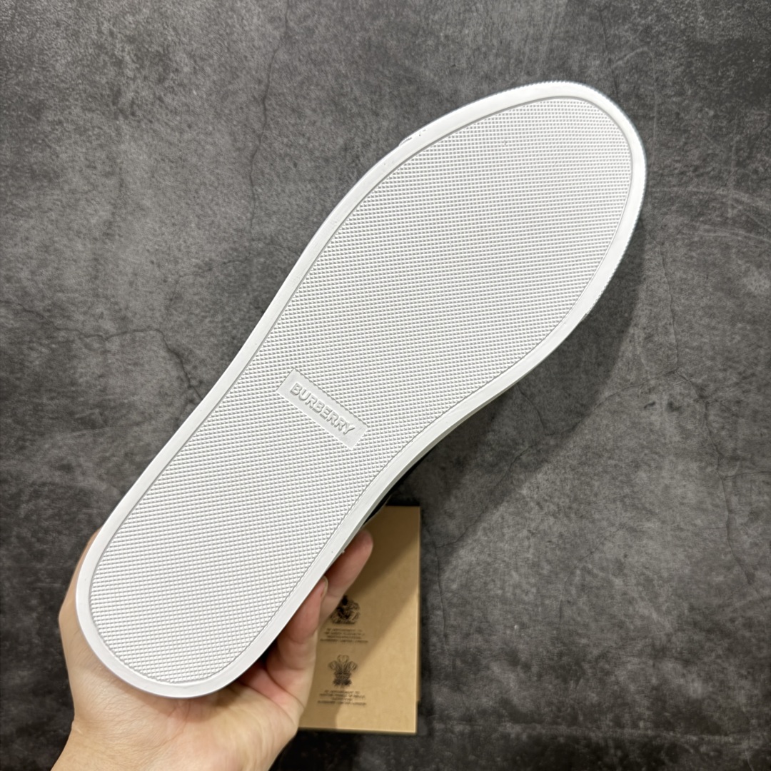  
【莞顶纯原】Burberry博柏利 House BBR格纹麂皮拼皮革 低帮 时尚板鞋 男款 白棕
经