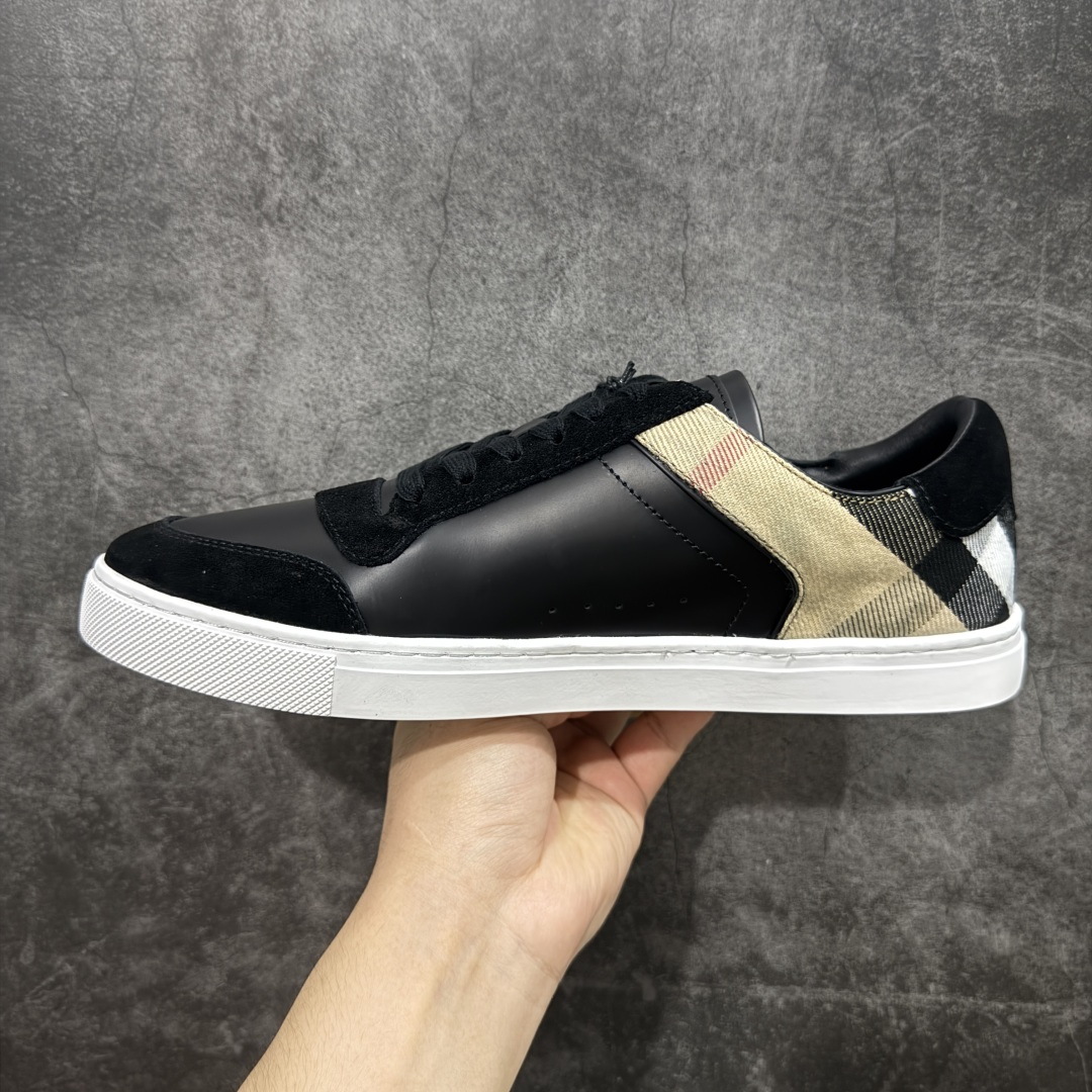  
【莞顶纯原】Burberry博柏利 House BBR格纹麂皮拼皮革 低帮 时尚板鞋 男款 白棕
经