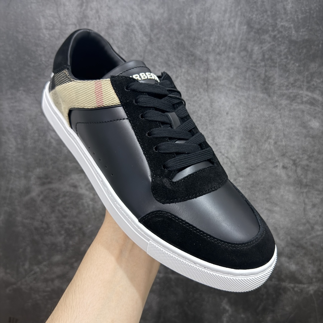  
【莞顶纯原】Burberry博柏利 House BBR格纹麂皮拼皮革 低帮 时尚板鞋 男款 白棕
经