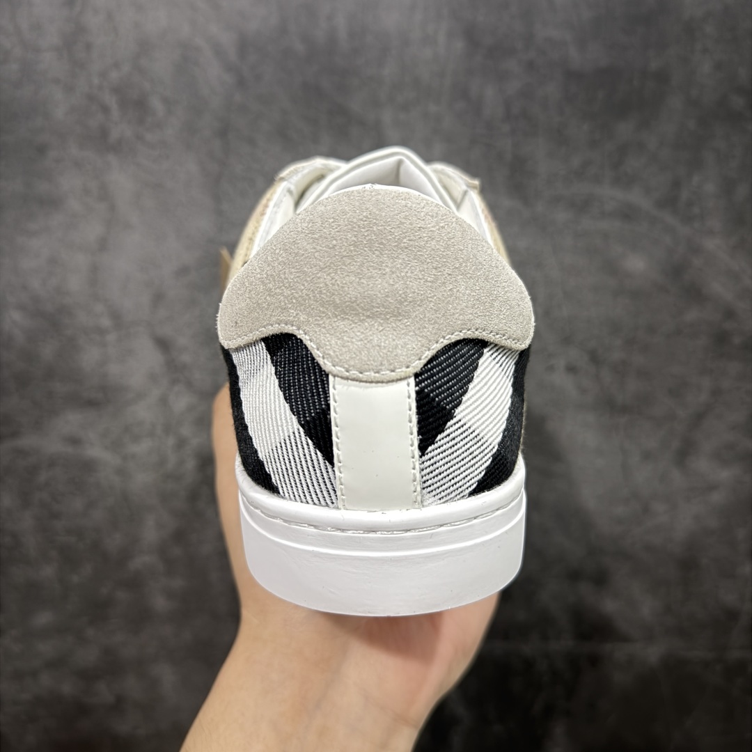  
【莞顶纯原】Burberry博柏利 House BBR格纹麂皮拼皮革 低帮 时尚板鞋 男款 白棕
经