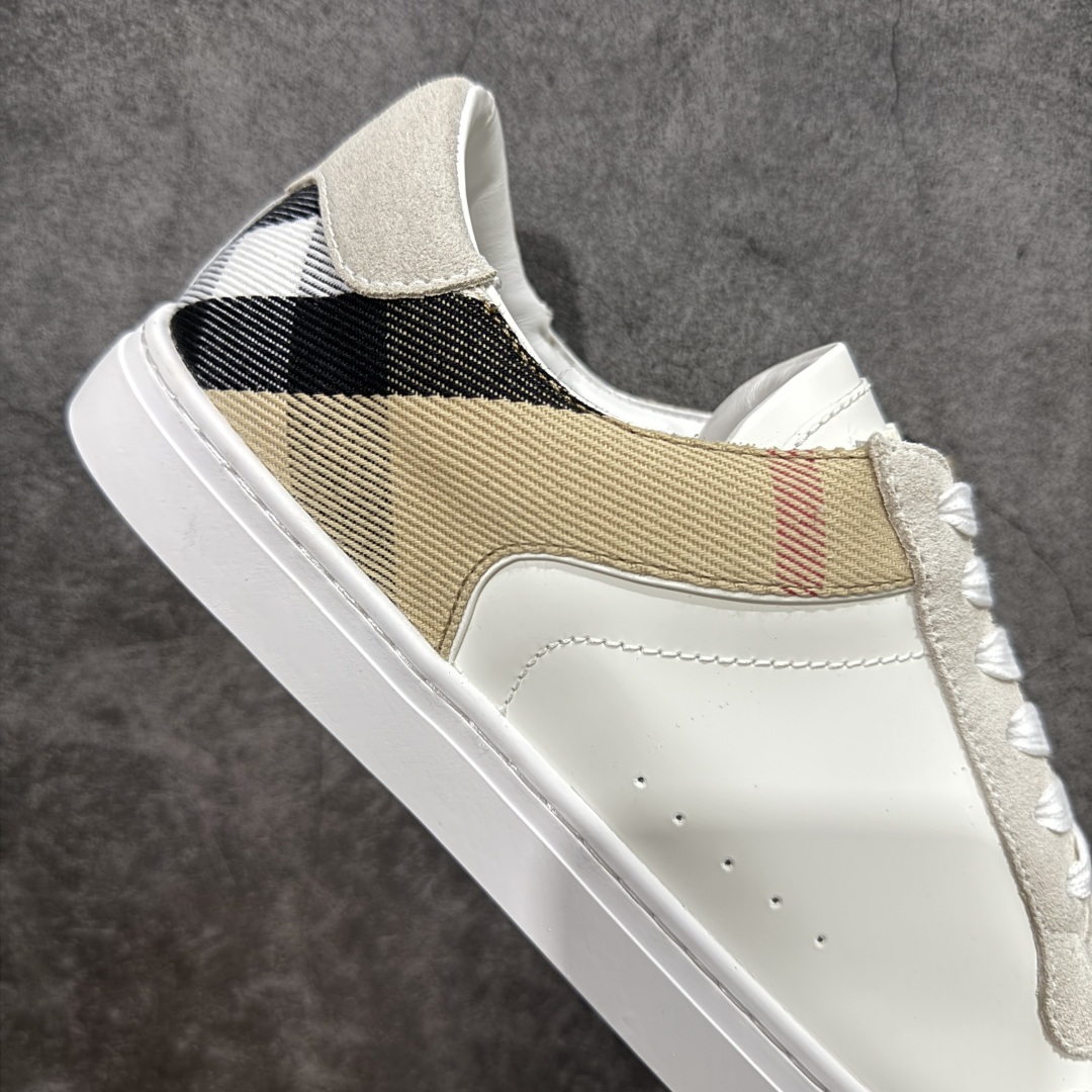  
【莞顶纯原】Burberry博柏利 House BBR格纹麂皮拼皮革 低帮 时尚板鞋 男款 白棕
经
