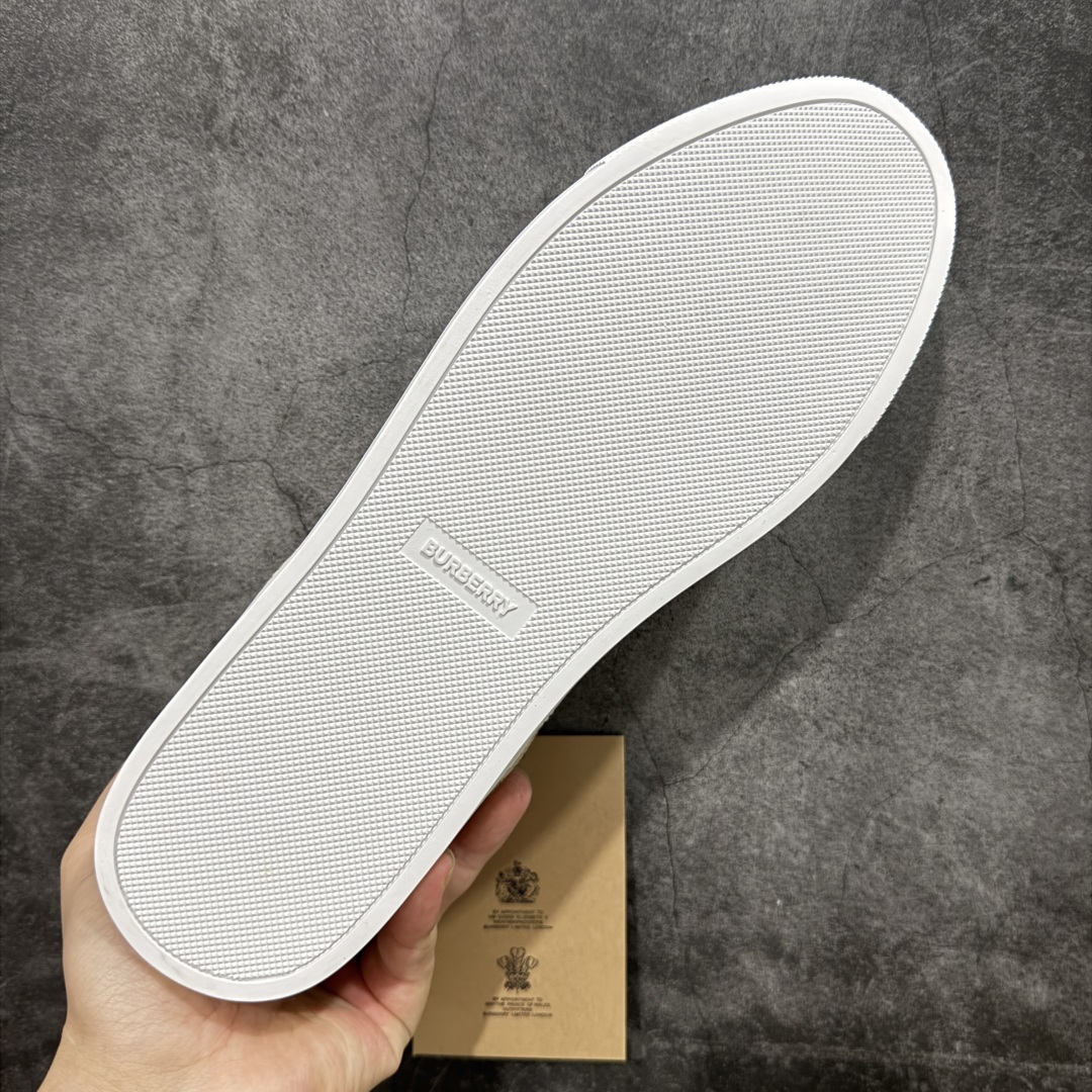  
【莞顶纯原】Burberry博柏利 House BBR格纹麂皮拼皮革 低帮 时尚板鞋 男款 白棕
经