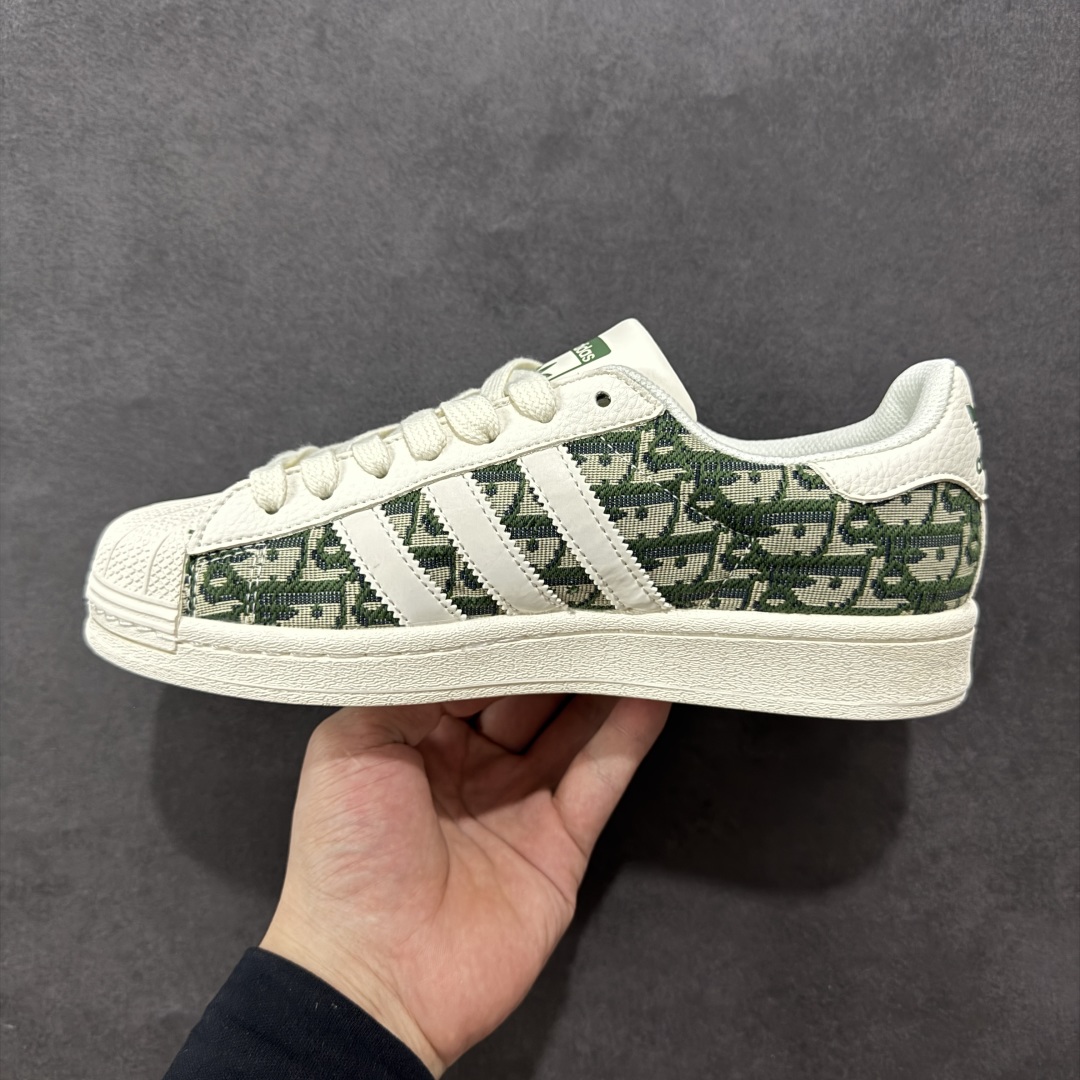  
【定制版】Adidas Originals Superstar x DIOR 白绿布 低帮休闲运动板