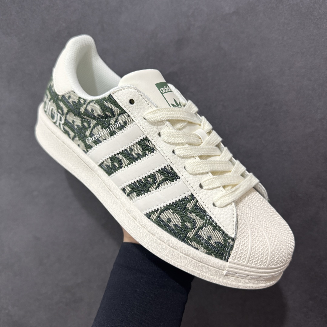  
【定制版】Adidas Originals Superstar x DIOR 白绿布 低帮休闲运动板
