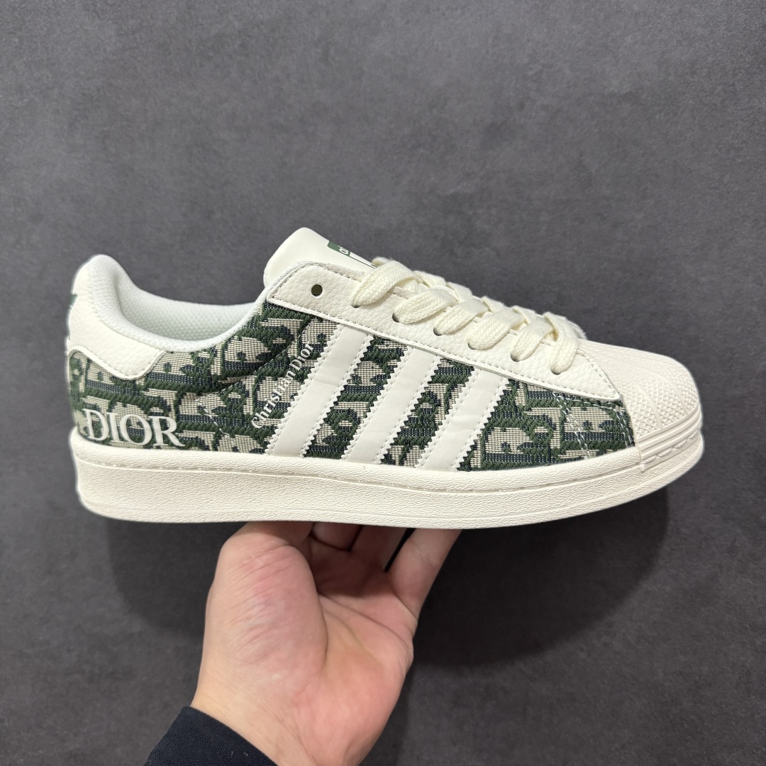  
【定制版】Adidas Originals Superstar x DIOR 白绿布 低帮休闲运动板