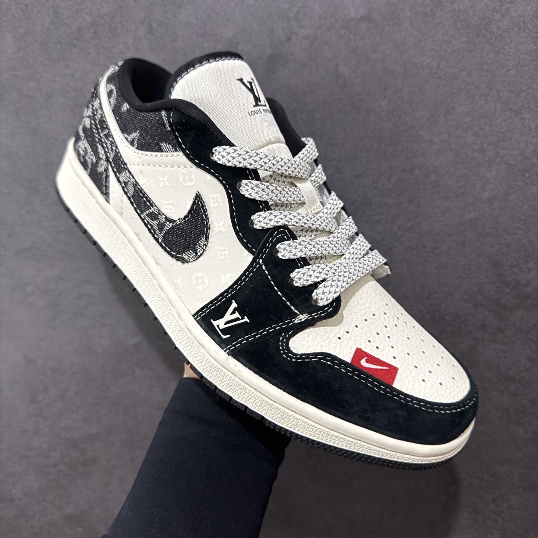 图片[3]-【定制版】Air Jordan 1 Low AJ1 乔1 LV联名 黑布红标 高端定制 低帮复古篮球鞋 YX5066-369  #定制鞋盒 大厂纯原品质出货 超高清洁度 皮料切割干净无任何毛边 细节完美   尺码：36 36.5 37.5 38 38.5 39 40 40.5 41 42 42.5 43 44 44.5 45-选品中心