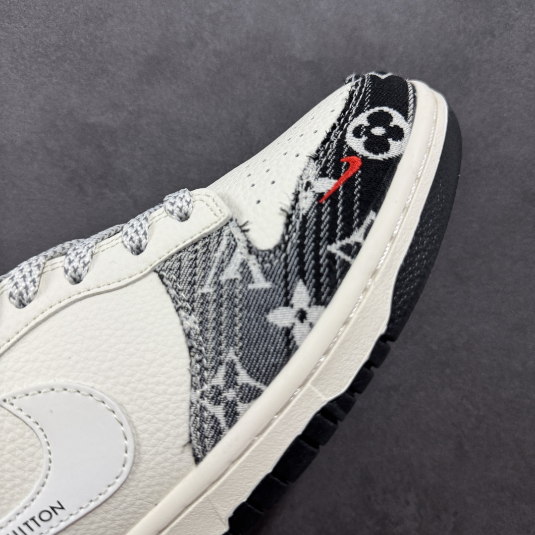  
【定制版】Nike SB Dunk Low LV联名 黑牛仔白勾勾 周年高端定制 低帮休闲板鞋 FC