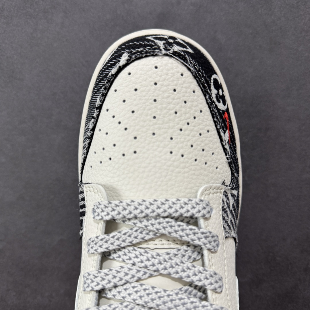  
【定制版】Nike SB Dunk Low LV联名 黑牛仔白勾勾 周年高端定制 低帮休闲板鞋 FC