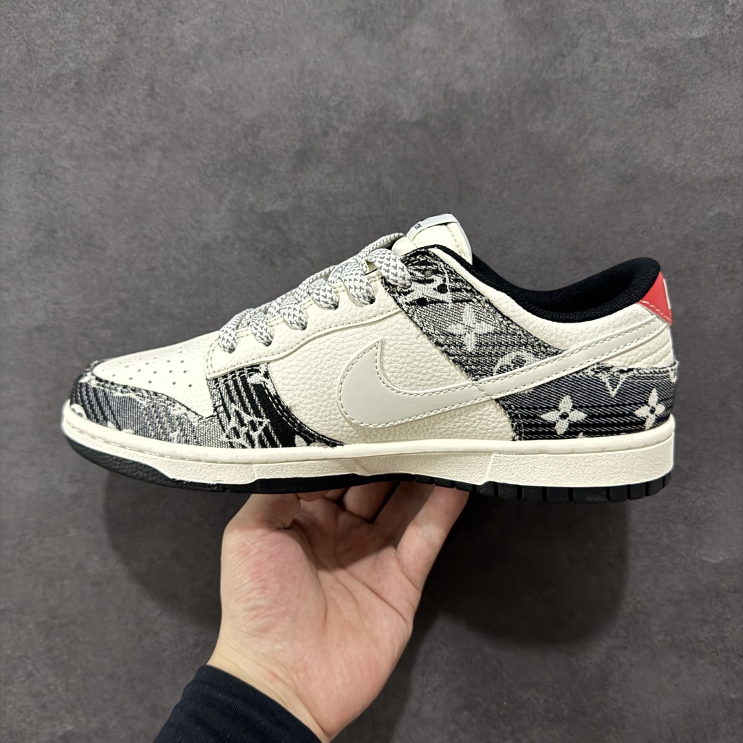  
【定制版】Nike SB Dunk Low LV联名 黑牛仔白勾勾 周年高端定制 低帮休闲板鞋 FC
