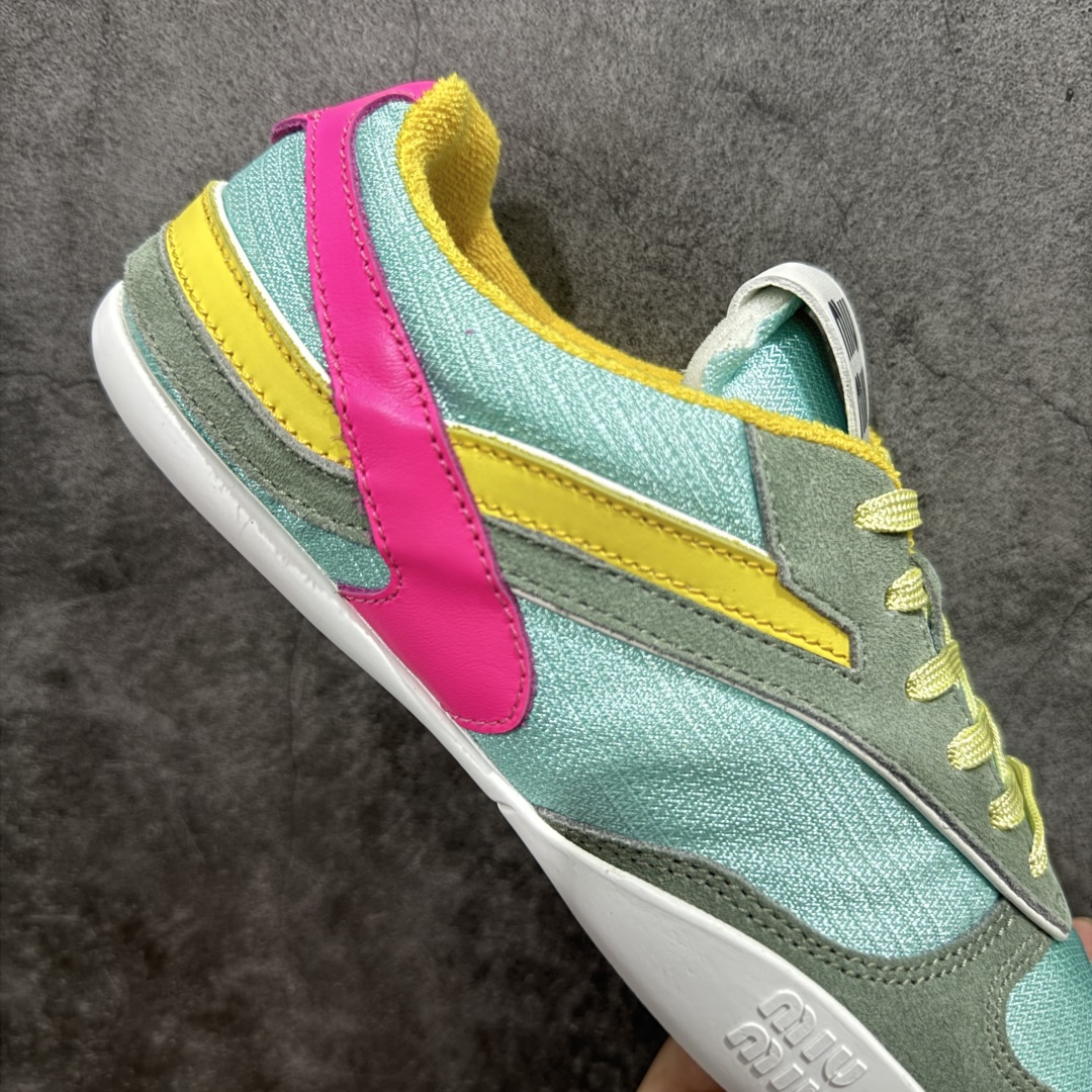 图片[7]-【HZ渠道纯原】MIU MIU缪缪 Gymnasium 绒面革 圆头系带 薄底鞋 低帮 生活休闲鞋 女款 黄绿色 私人订单 原版开发打造 区别市场所有版本 一切细节均对标原版 皮料 面料 大底均与原版对比无差别 无任何色差 欢迎对比 市场最高版 尺码：36-44-选品中心