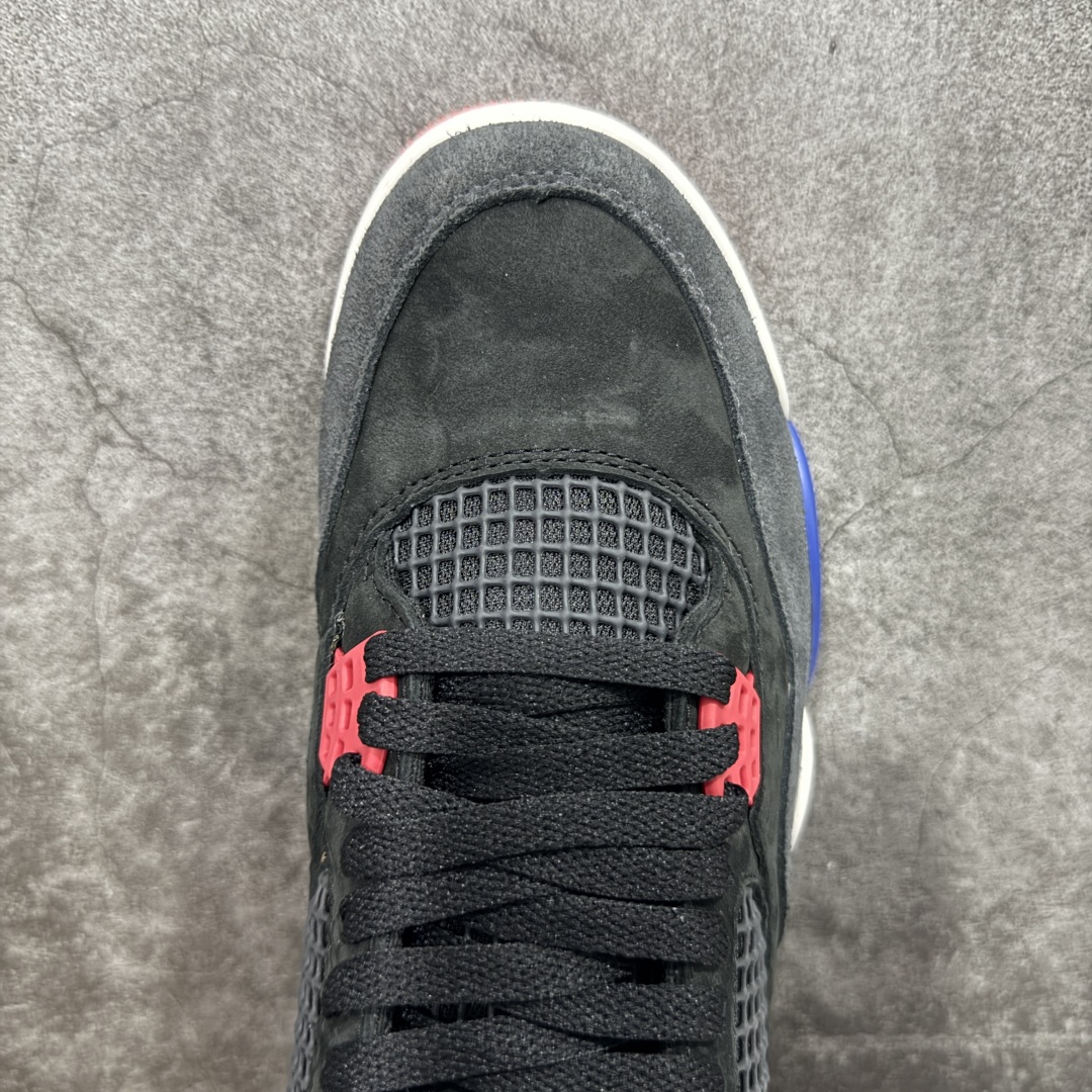 图片[5]-【OG纯原】 Air Jordan 4 Retro \”Lase\” AJ4 乔4黑灰蓝配色 FV5029-003 知名大厂出品 全鞋原材原数据打造 市场第一梯队品质 后跟饰片中心位置有合模线 超弹硅胶材质 内层不织布补强 补强为硅胶提供更强耐久性 避免断裂 圈内最强四代 耗时半年巨作 全套原纸板楦头开发 原厂特供皮料加持 确保原汁原味 完美呈现四代版型 一比一鞋头弧度高度鞋身弧度 数据细节工艺流程均保持原鞋一致 原厂TPU网格鞋带扣 正确内里网布 菱角分明不变形无多余毛边 柔软性质感一致于原鞋 市场唯一原厂鞋扣模具 背面可见隐藏注塑口 原厂织唛标 原厂飞人电绣工艺 尾指中部跳三针 独家绑鞋带手法 印刷中底布 四线拉帮 米色美纹纸贴合固定 进口港宝加持 后跟自然饱满 全鞋荧光划线卡点 追求极致完美 每一双都是工艺品 多重QC质检 超越公司货的品控标准 实实在在的免检产品 尺码：36 36.5 37.5 38 38.5 39 40 40.5 41 42 42.5 43 44 44.5 45 46 47.5-选品中心