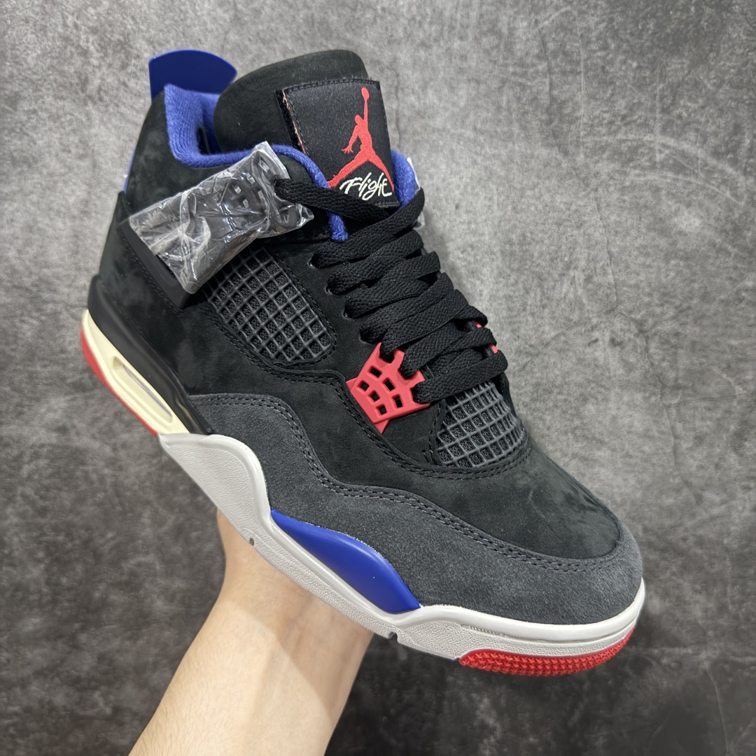 图片[3]-【OG纯原】 Air Jordan 4 Retro \”Lase\” AJ4 乔4黑灰蓝配色 FV5029-003 知名大厂出品 全鞋原材原数据打造 市场第一梯队品质 后跟饰片中心位置有合模线 超弹硅胶材质 内层不织布补强 补强为硅胶提供更强耐久性 避免断裂 圈内最强四代 耗时半年巨作 全套原纸板楦头开发 原厂特供皮料加持 确保原汁原味 完美呈现四代版型 一比一鞋头弧度高度鞋身弧度 数据细节工艺流程均保持原鞋一致 原厂TPU网格鞋带扣 正确内里网布 菱角分明不变形无多余毛边 柔软性质感一致于原鞋 市场唯一原厂鞋扣模具 背面可见隐藏注塑口 原厂织唛标 原厂飞人电绣工艺 尾指中部跳三针 独家绑鞋带手法 印刷中底布 四线拉帮 米色美纹纸贴合固定 进口港宝加持 后跟自然饱满 全鞋荧光划线卡点 追求极致完美 每一双都是工艺品 多重QC质检 超越公司货的品控标准 实实在在的免检产品 尺码：36 36.5 37.5 38 38.5 39 40 40.5 41 42 42.5 43 44 44.5 45 46 47.5-选品中心
