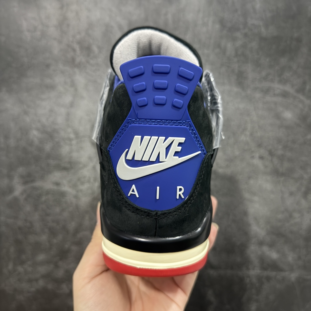 图片[4]-【OG纯原】 Air Jordan 4 Retro \”Lase\” AJ4 乔4黑灰蓝配色 FV5029-003 知名大厂出品 全鞋原材原数据打造 市场第一梯队品质 后跟饰片中心位置有合模线 超弹硅胶材质 内层不织布补强 补强为硅胶提供更强耐久性 避免断裂 圈内最强四代 耗时半年巨作 全套原纸板楦头开发 原厂特供皮料加持 确保原汁原味 完美呈现四代版型 一比一鞋头弧度高度鞋身弧度 数据细节工艺流程均保持原鞋一致 原厂TPU网格鞋带扣 正确内里网布 菱角分明不变形无多余毛边 柔软性质感一致于原鞋 市场唯一原厂鞋扣模具 背面可见隐藏注塑口 原厂织唛标 原厂飞人电绣工艺 尾指中部跳三针 独家绑鞋带手法 印刷中底布 四线拉帮 米色美纹纸贴合固定 进口港宝加持 后跟自然饱满 全鞋荧光划线卡点 追求极致完美 每一双都是工艺品 多重QC质检 超越公司货的品控标准 实实在在的免检产品 尺码：36 36.5 37.5 38 38.5 39 40 40.5 41 42 42.5 43 44 44.5 45 46 47.5-选品中心