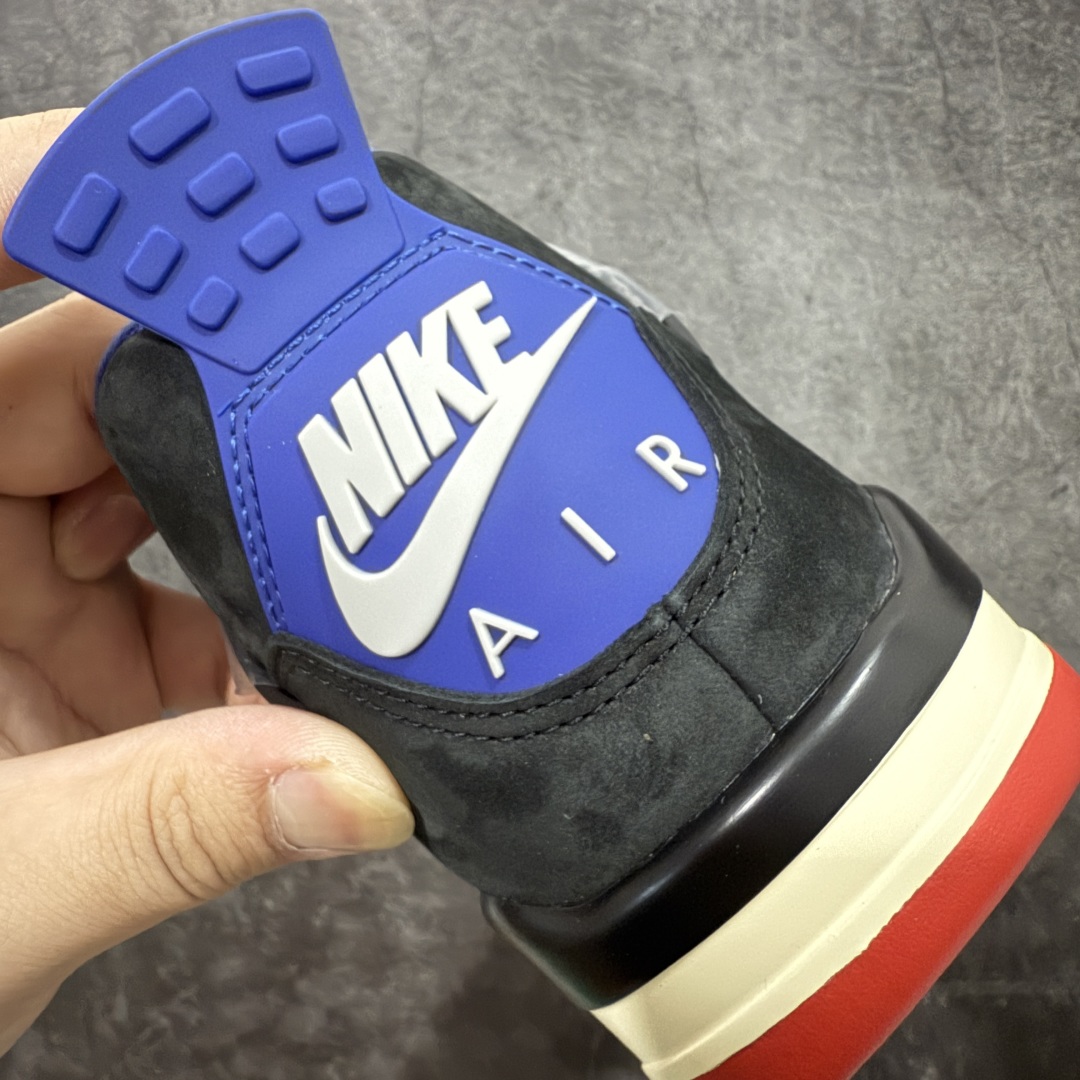 图片[2]-【OG纯原】 Air Jordan 4 Retro \”Lase\” AJ4 乔4黑灰蓝配色 FV5029-003 知名大厂出品 全鞋原材原数据打造 市场第一梯队品质 后跟饰片中心位置有合模线 超弹硅胶材质 内层不织布补强 补强为硅胶提供更强耐久性 避免断裂 圈内最强四代 耗时半年巨作 全套原纸板楦头开发 原厂特供皮料加持 确保原汁原味 完美呈现四代版型 一比一鞋头弧度高度鞋身弧度 数据细节工艺流程均保持原鞋一致 原厂TPU网格鞋带扣 正确内里网布 菱角分明不变形无多余毛边 柔软性质感一致于原鞋 市场唯一原厂鞋扣模具 背面可见隐藏注塑口 原厂织唛标 原厂飞人电绣工艺 尾指中部跳三针 独家绑鞋带手法 印刷中底布 四线拉帮 米色美纹纸贴合固定 进口港宝加持 后跟自然饱满 全鞋荧光划线卡点 追求极致完美 每一双都是工艺品 多重QC质检 超越公司货的品控标准 实实在在的免检产品 尺码：36 36.5 37.5 38 38.5 39 40 40.5 41 42 42.5 43 44 44.5 45 46 47.5-选品中心