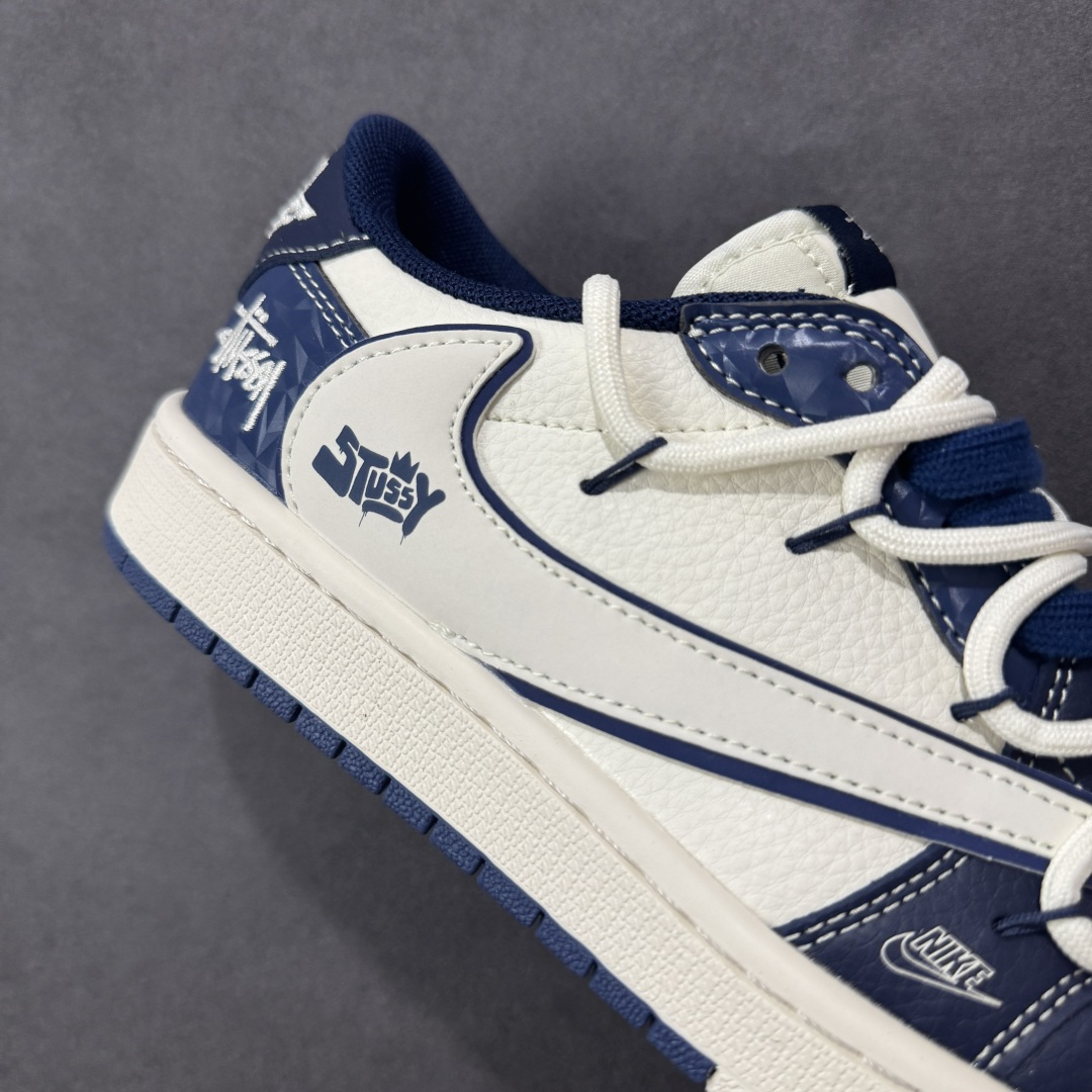 定制版 Travis Scott x Fragment Design x Air Jordan 1 Low SP AJ1 乔1 斯图西联名 蓝钻石抽绳 低帮文化休闲板鞋 DM6868-111