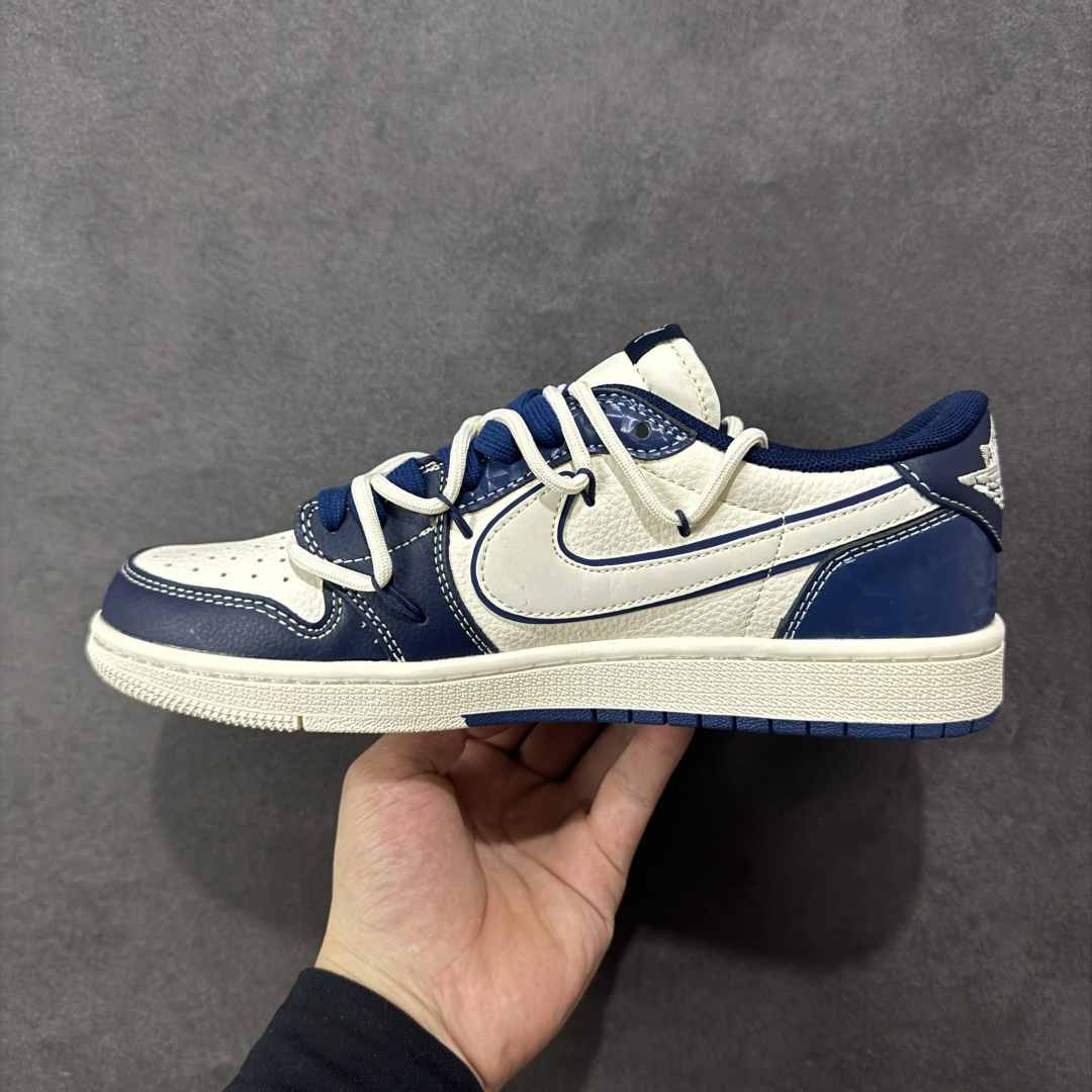 定制版 Travis Scott x Fragment Design x Air Jordan 1 Low SP AJ1 乔1 斯图西联名 蓝钻石抽绳 低帮文化休闲板鞋 DM6868-111