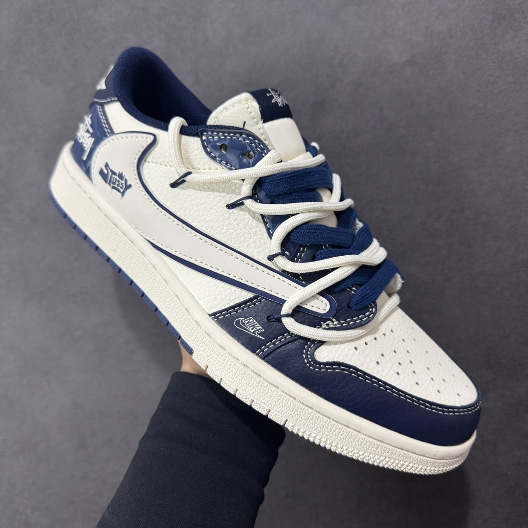 定制版 Travis Scott x Fragment Design x Air Jordan 1 Low SP AJ1 乔1 斯图西联名 蓝钻石抽绳 低帮文化休闲板鞋 DM6868-111