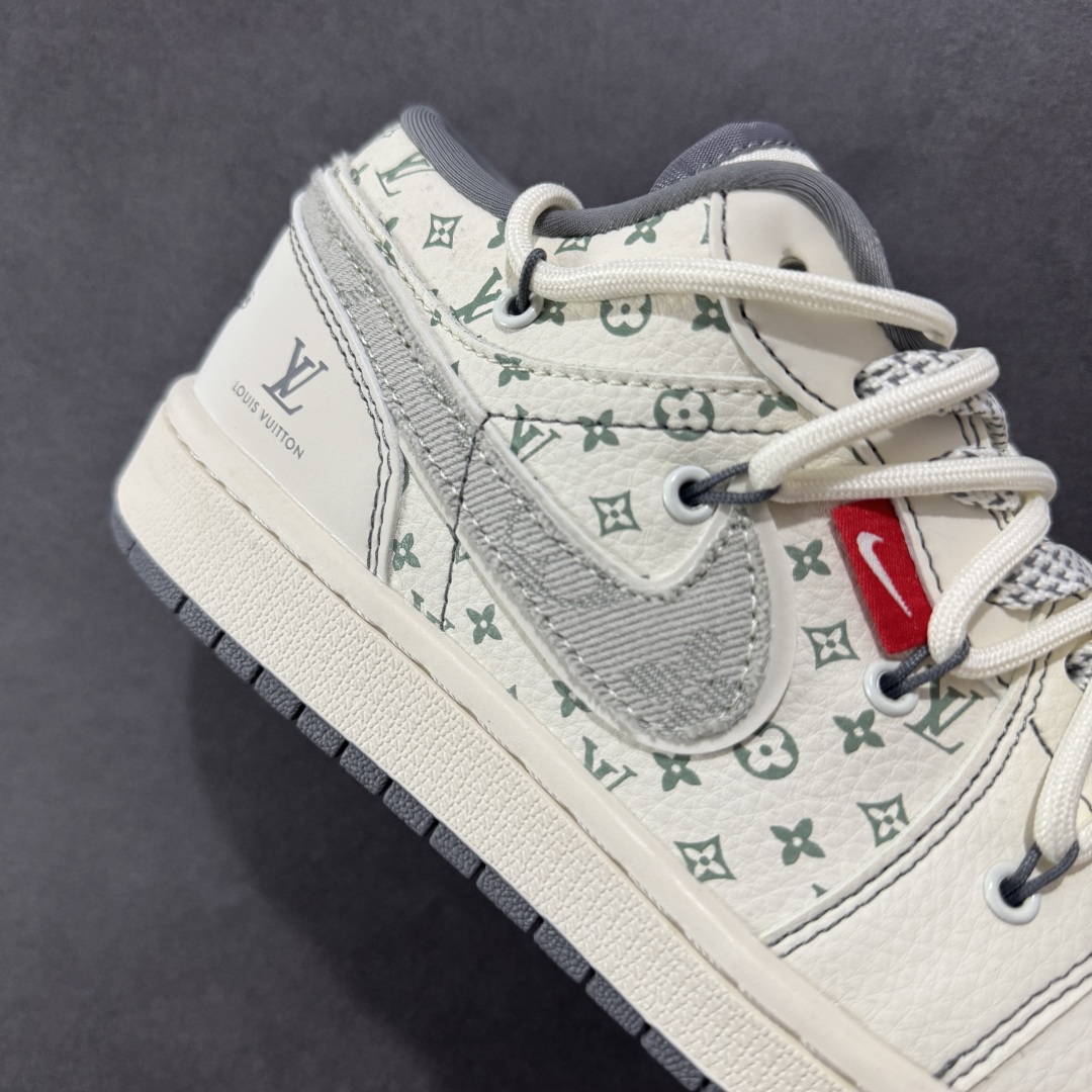 图片[6]-【定制版】Air Jordan 1 Low AJ1 乔1 LV联名 灰布勾抽绳 高端定制 低帮复古篮球鞋  #定制鞋盒 大厂纯原品质出货 超高清洁度 皮料切割干净无任何毛边 细节完美   货号：YX5066-357 尺码：36 36.5 37.5 38 36.5 39 40 40.5 41 42 42.5 43 44 44.5 45-选品中心