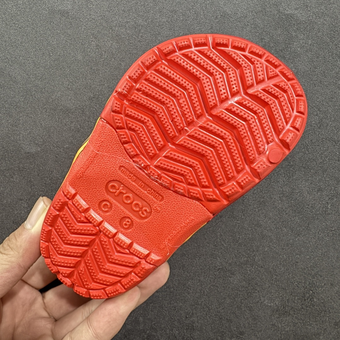 130 莞产童鞋Cars x Crocs卡骆驰Classic clog”Lightning McQueen”休闲舒适洞洞鞋 赛车总动员联名 红色 带灯版