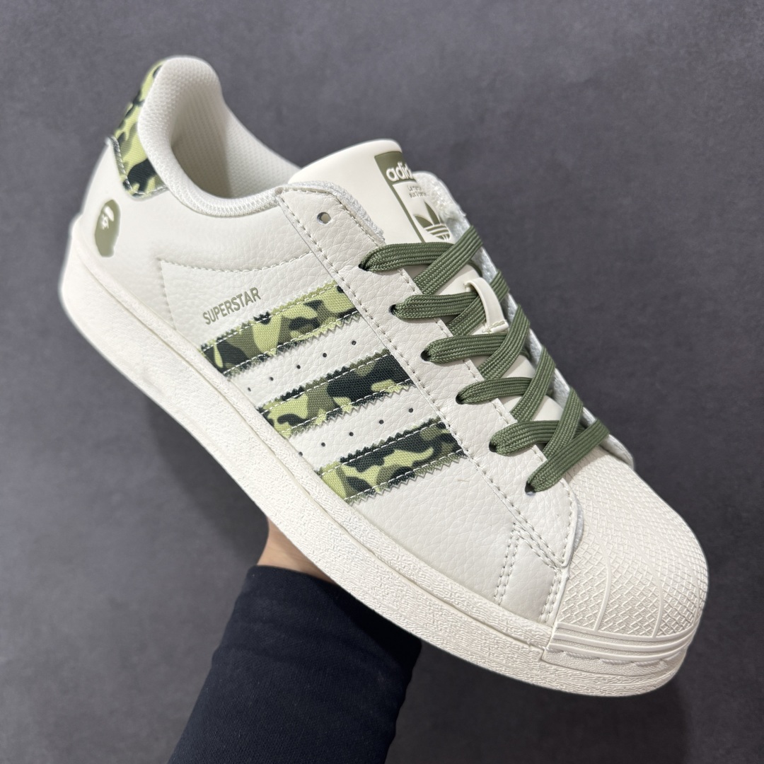 图片[3]-【定制版】AD Originals Superstar x BAPE 白绿 采用全新头层拼接皮革材质 后跟采用特色3D立体印字 渠道正品订单 诠释市场最高工艺水平 全鞋进口头层皮料打造 区别市面普通真标版本，进出专柜无压力 货号：DS0018 尺码：36-45-选品中心