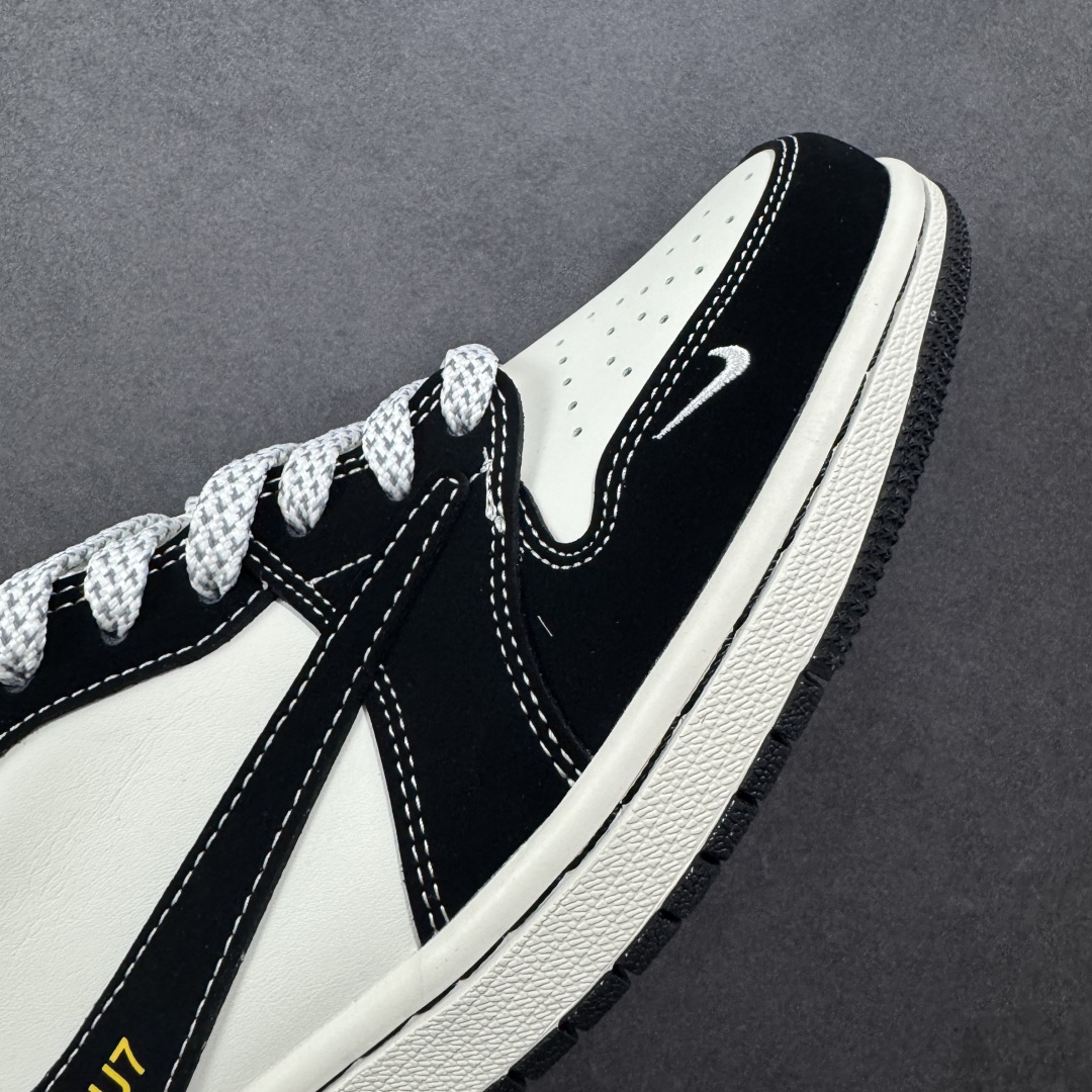 图片[5]-【定制版】Travis Scott x Fragment Design x Air Jordan 1 Low OG SP AJ1 乔1 小米联名 黑YU7 低帮文化休闲板鞋 XX3168-189  多方联名合作融合了Travis Scott 独特的音乐风格，藤原浩个性的设计风格以及Jordan品牌的经典元素 使其成为一双具有独特身份和价值的鞋子 清新而立体的外观加上联名标识更突出了其独特身份 这种配色方案显示出活力和时尚感 在视觉上引人注目 鞋身的质感和细腻的细节处理使其显得高端而格调十足 这款“倒钩”联名是设计与创意完美结合 融合多方的个性风格是一款备受瞩目的潮流鞋款  尺码：36 36.5 37.5 38 38.5 39 40 40.5 41 42 42.5 43 44 44.5 45-选品中心